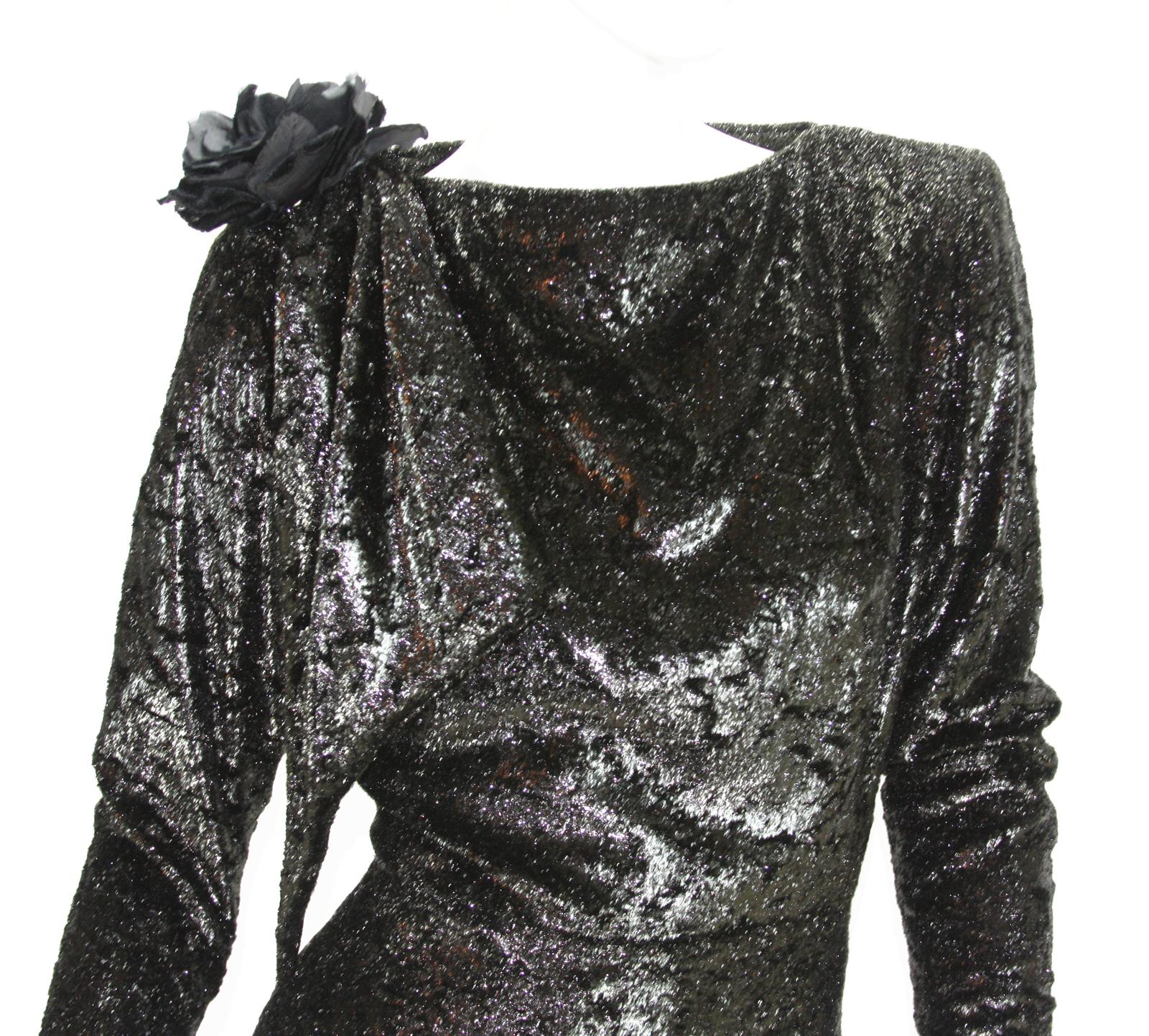 Rare 2 in 1 Yves Saint Laurent Couture Crushed Velvet Numbered Dress c. 1986 For Sale 4