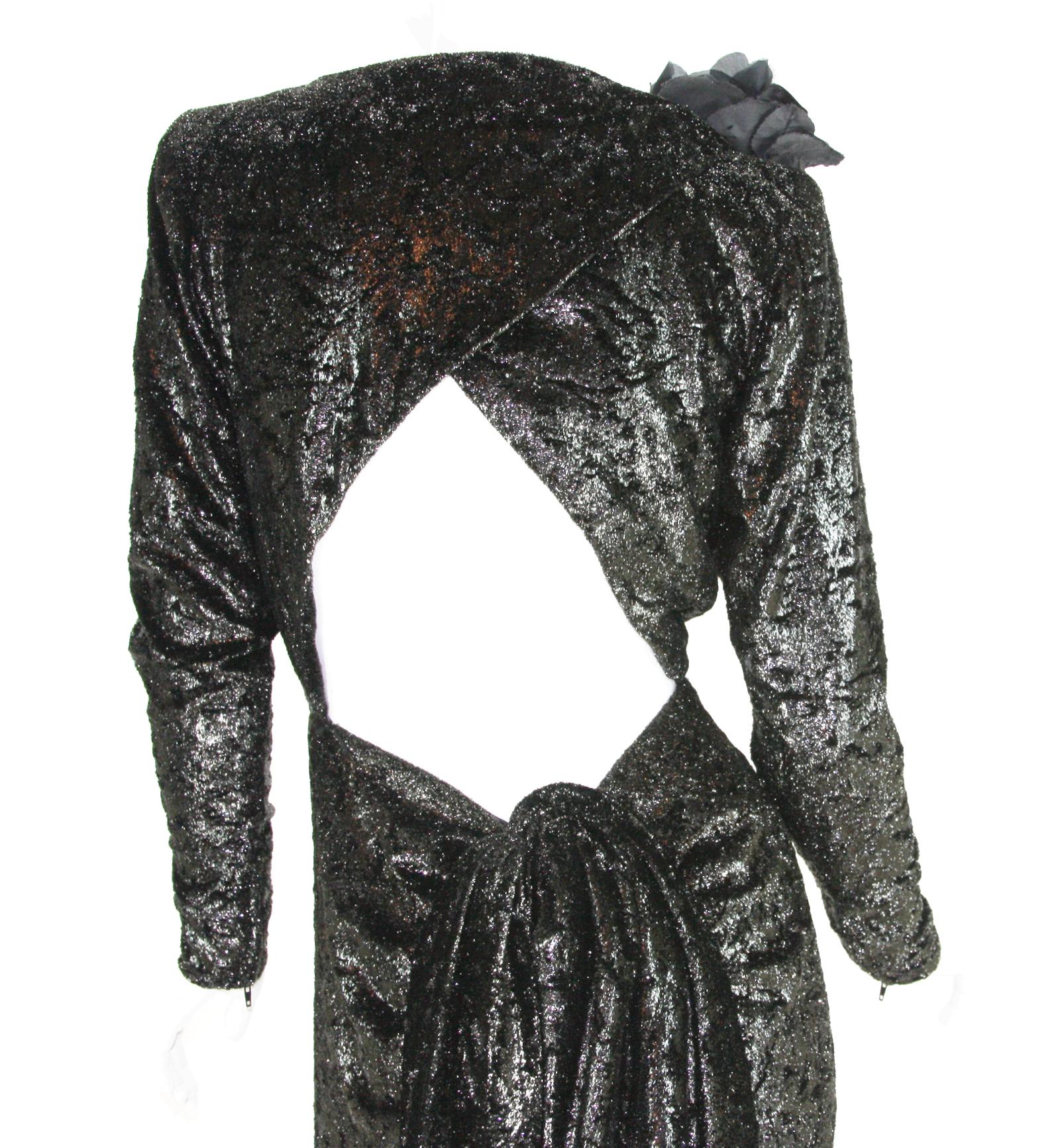 Rare 2 in 1 Yves Saint Laurent Couture Crushed Velvet Numbered Dress c. 1986 For Sale 5