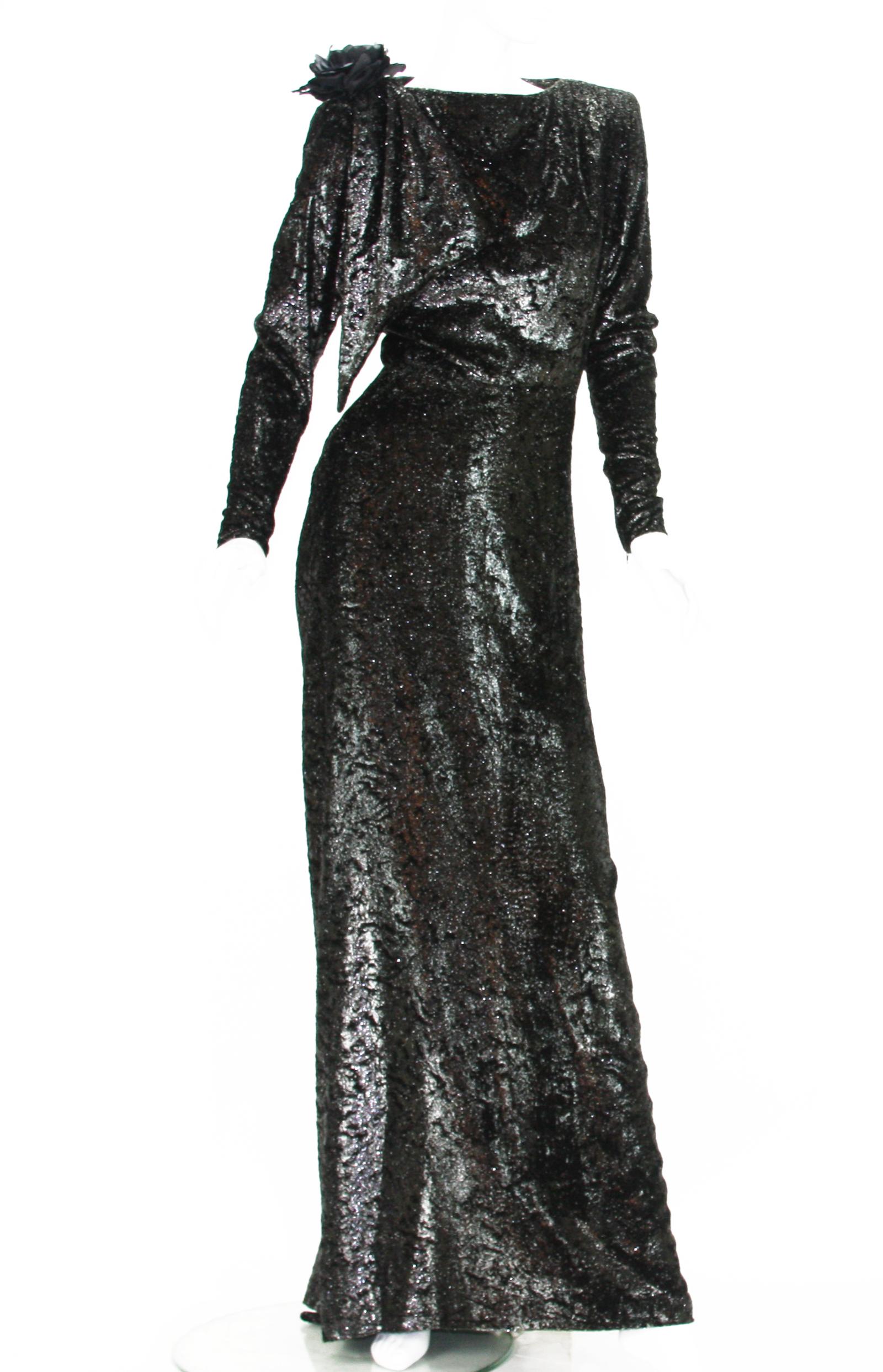 Rare 2 in 1 Yves Saint Laurent Couture Crushed Velvet Numbered Dress c. 1986 In New Condition For Sale In Montgomery, TX