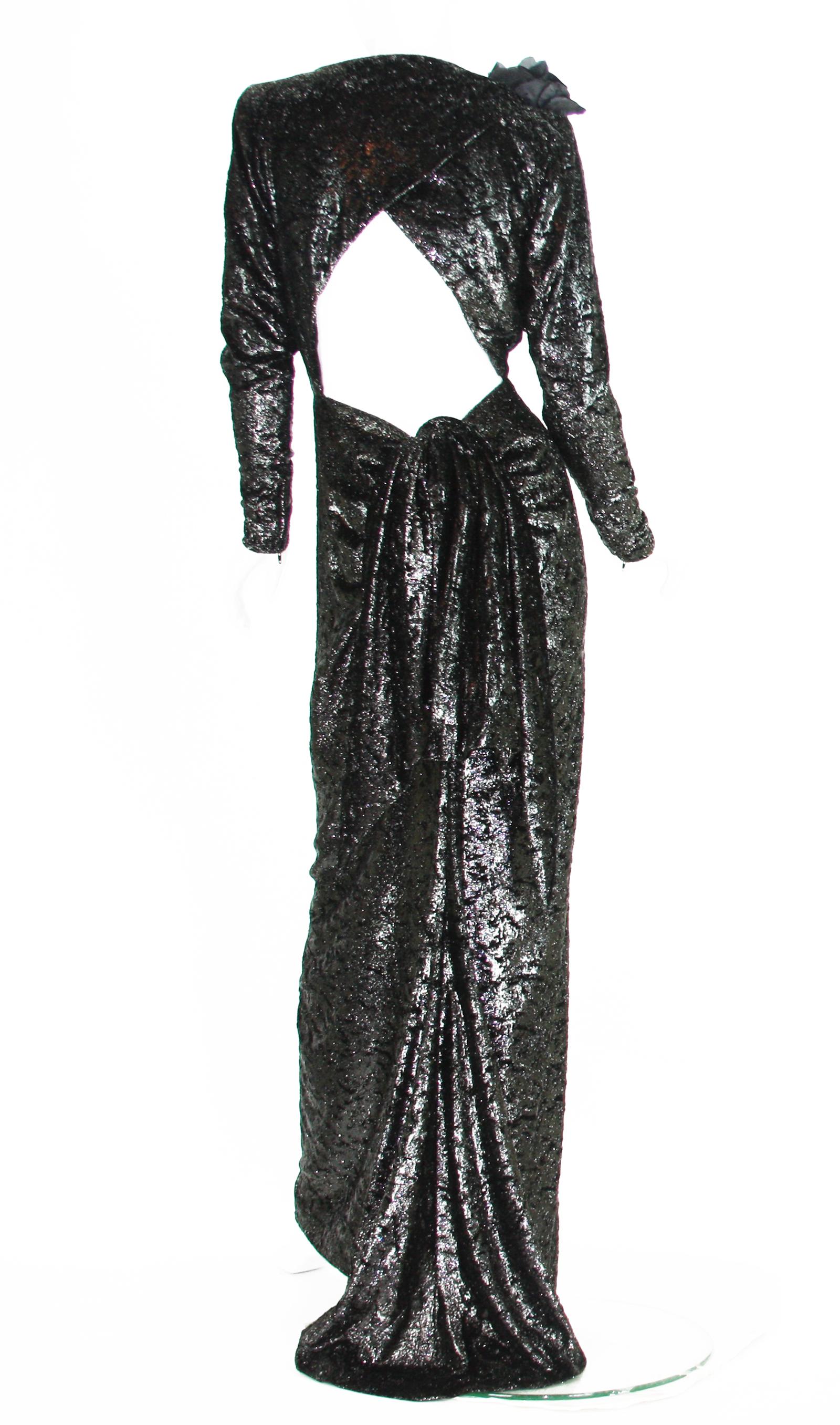 Women's Rare 2 in 1 Yves Saint Laurent Couture Crushed Velvet Numbered Dress c. 1986 For Sale