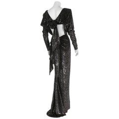 Rare 2 en 1 Yves Saint Laurent Couture Robe en velours écrasé numérotée c. 1986