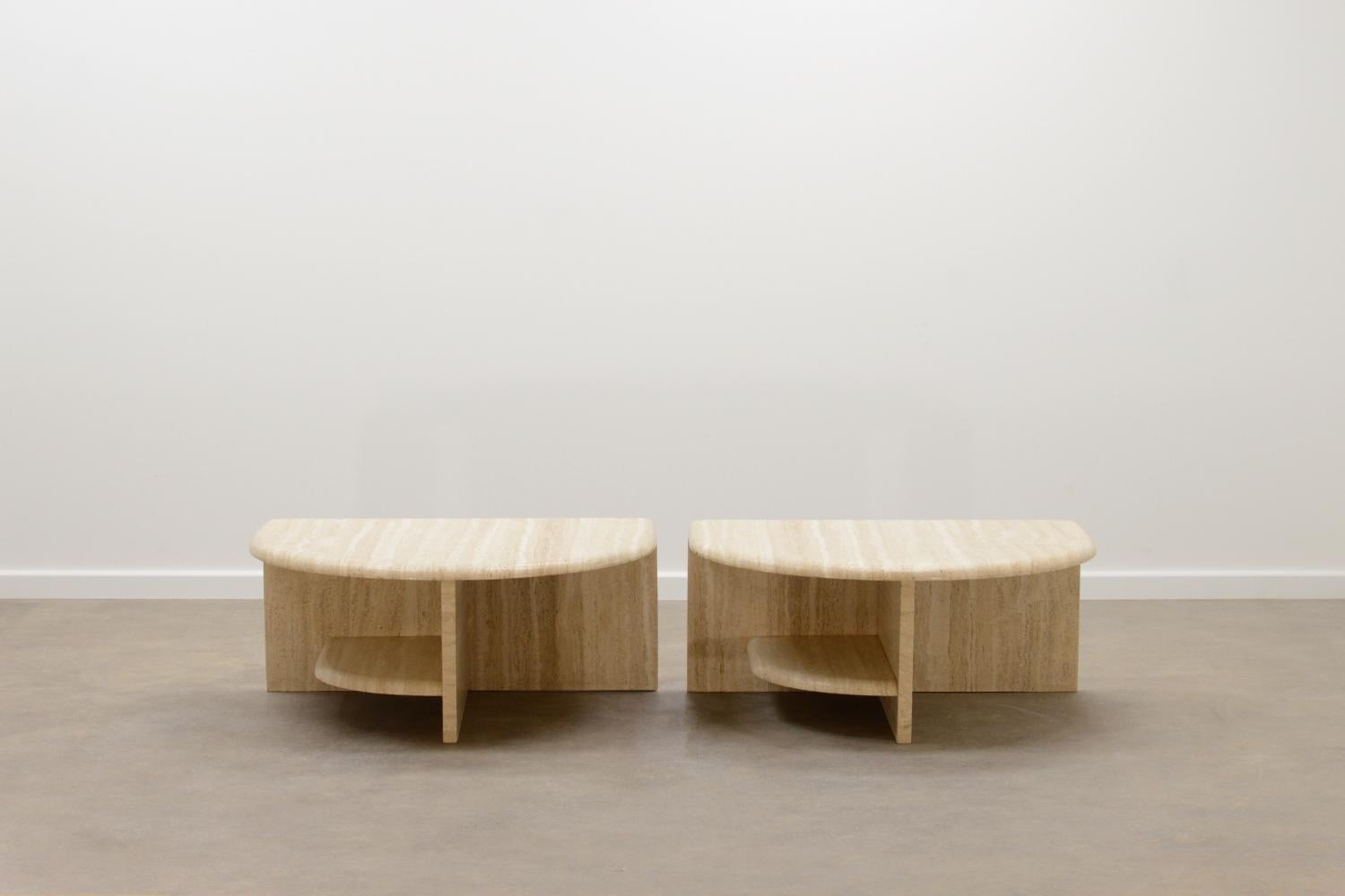 Mid-Century Modern Rare 2 Piece Italian Travertine Coffee Table, 70s
