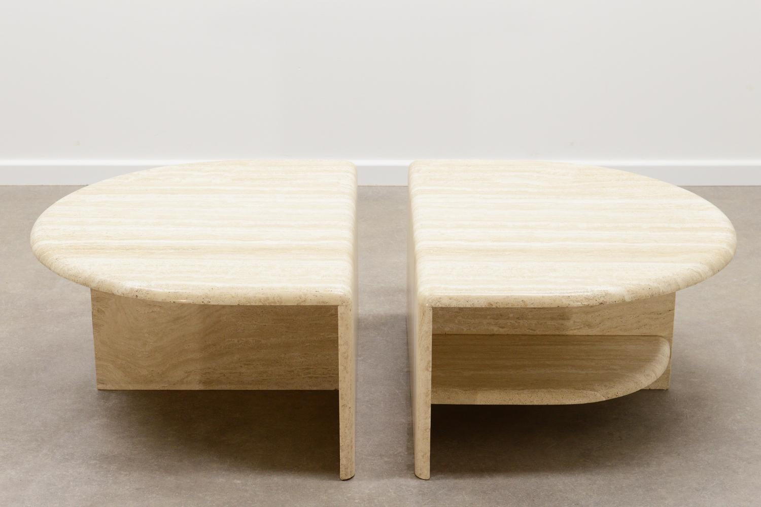 Rare 2 Piece Italian Travertine Coffee Table, 70s In Good Condition In Landgraaf, NL