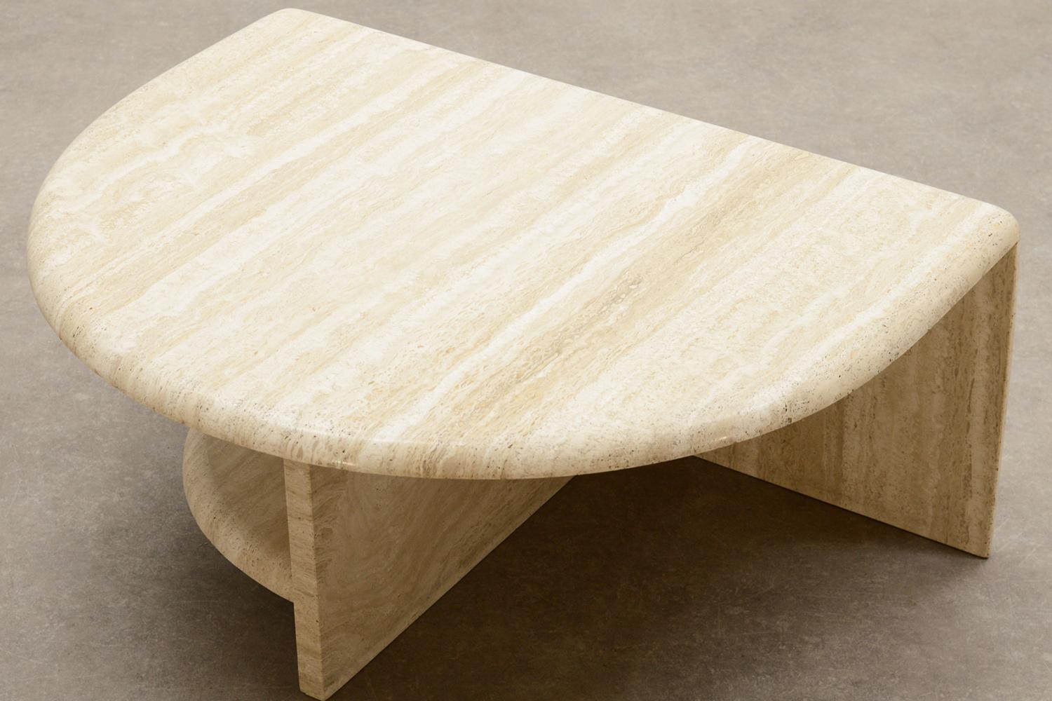 20th Century Rare 2 Piece Italian Travertine Coffee Table, 70s