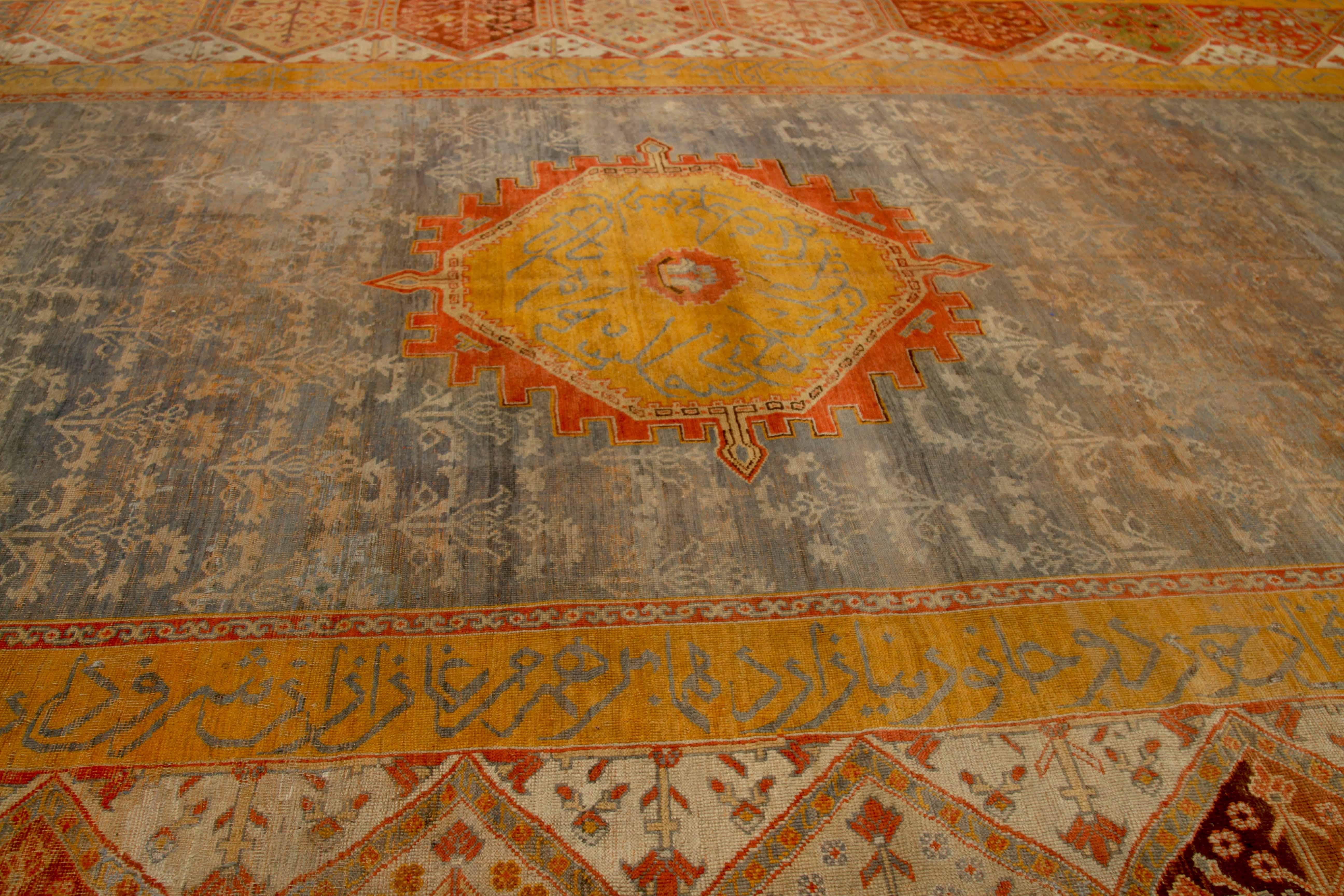 Hand-Woven Rare 200-Year Old Antique Oushak, Circa Mid-19th Century For Sale
