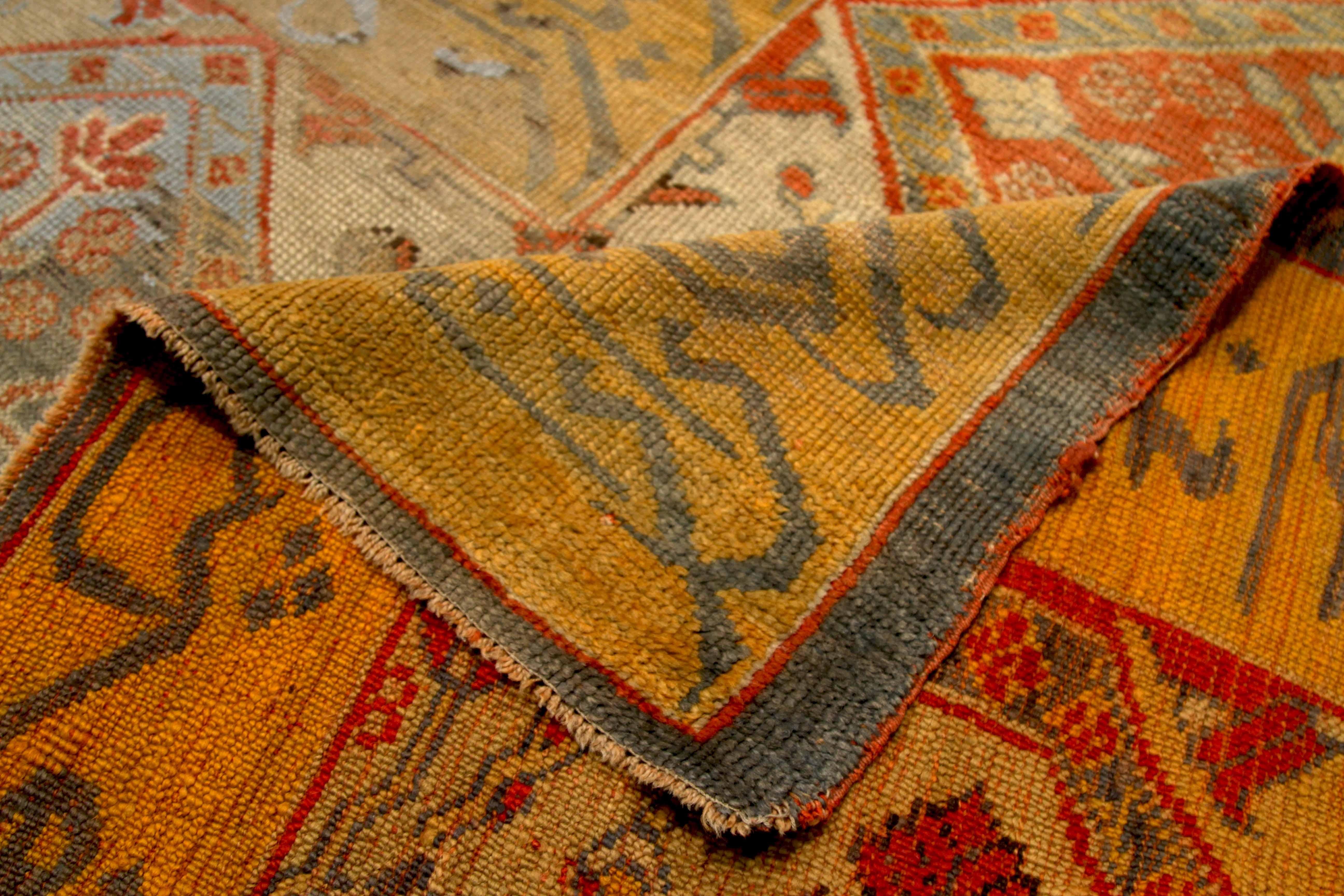 Wool Rare 200-Year Old Antique Oushak, Circa Mid-19th Century For Sale
