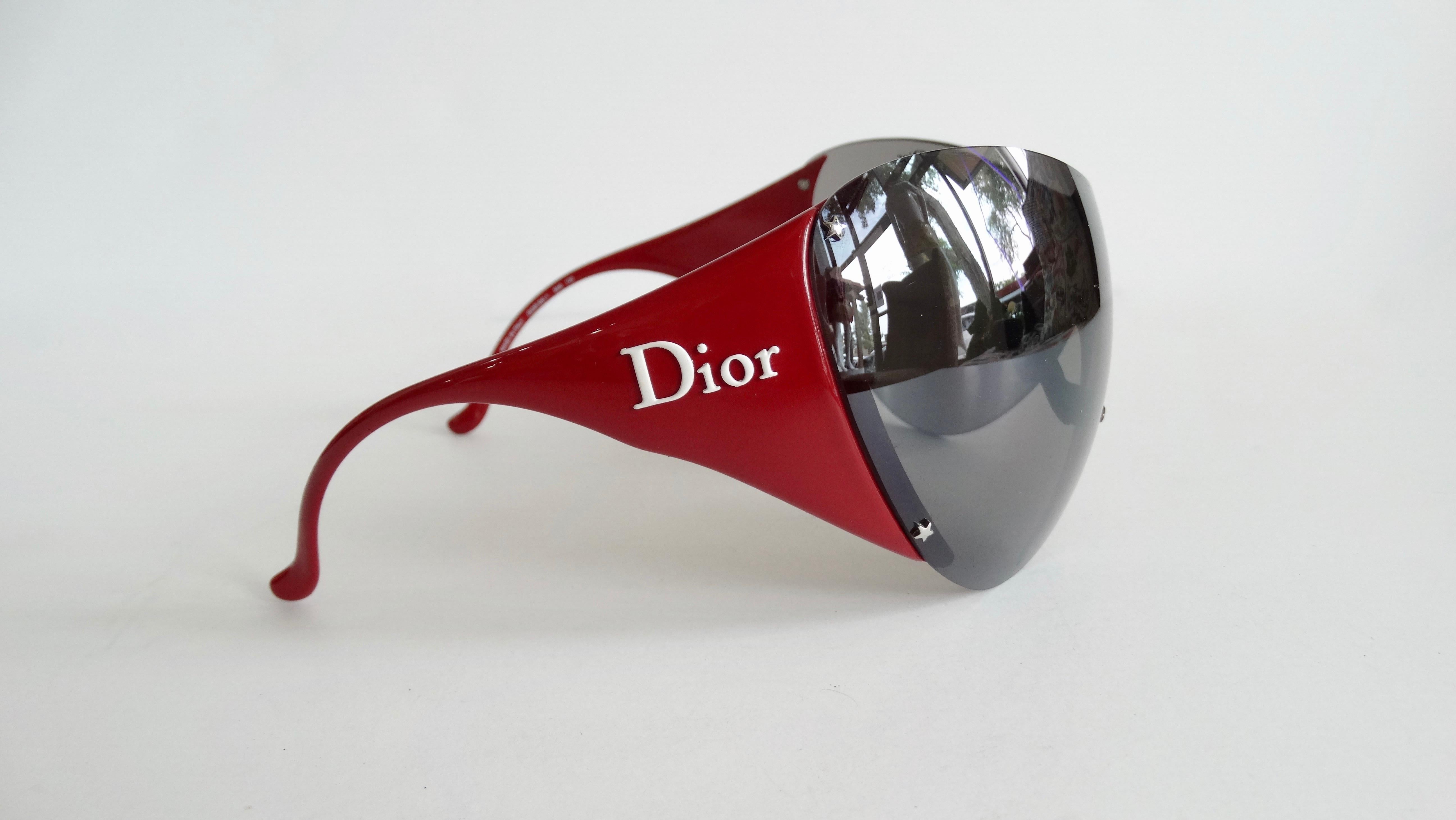 Christian Dior 2000s Cherry Red Ski Sport Sunglasses In Good Condition In Scottsdale, AZ