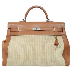 Rare 2001 Hermes Fauve Barenia Crinoline Voyage Kelly 50 Bag