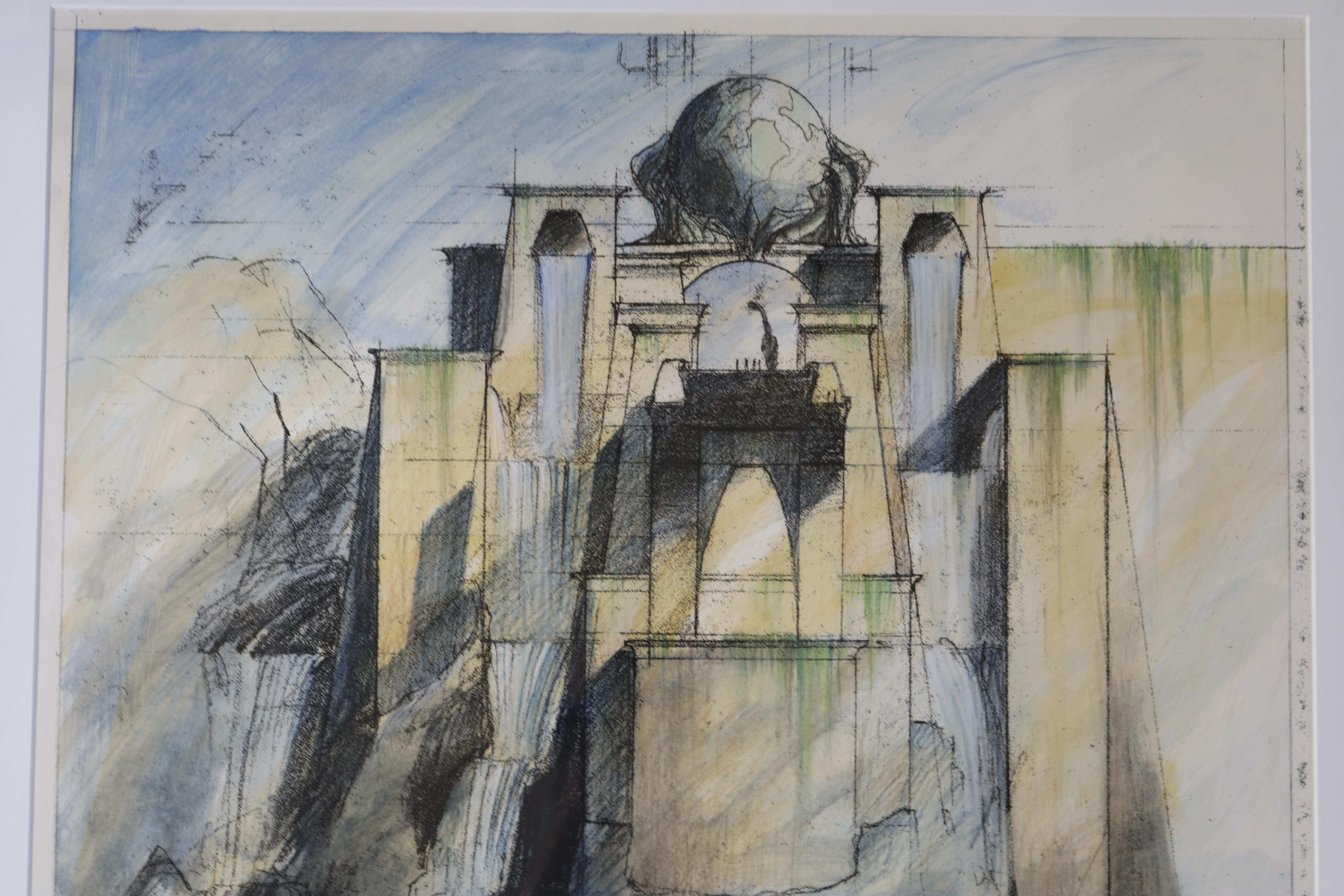 This piece is a set design unique sketch from the 2002 