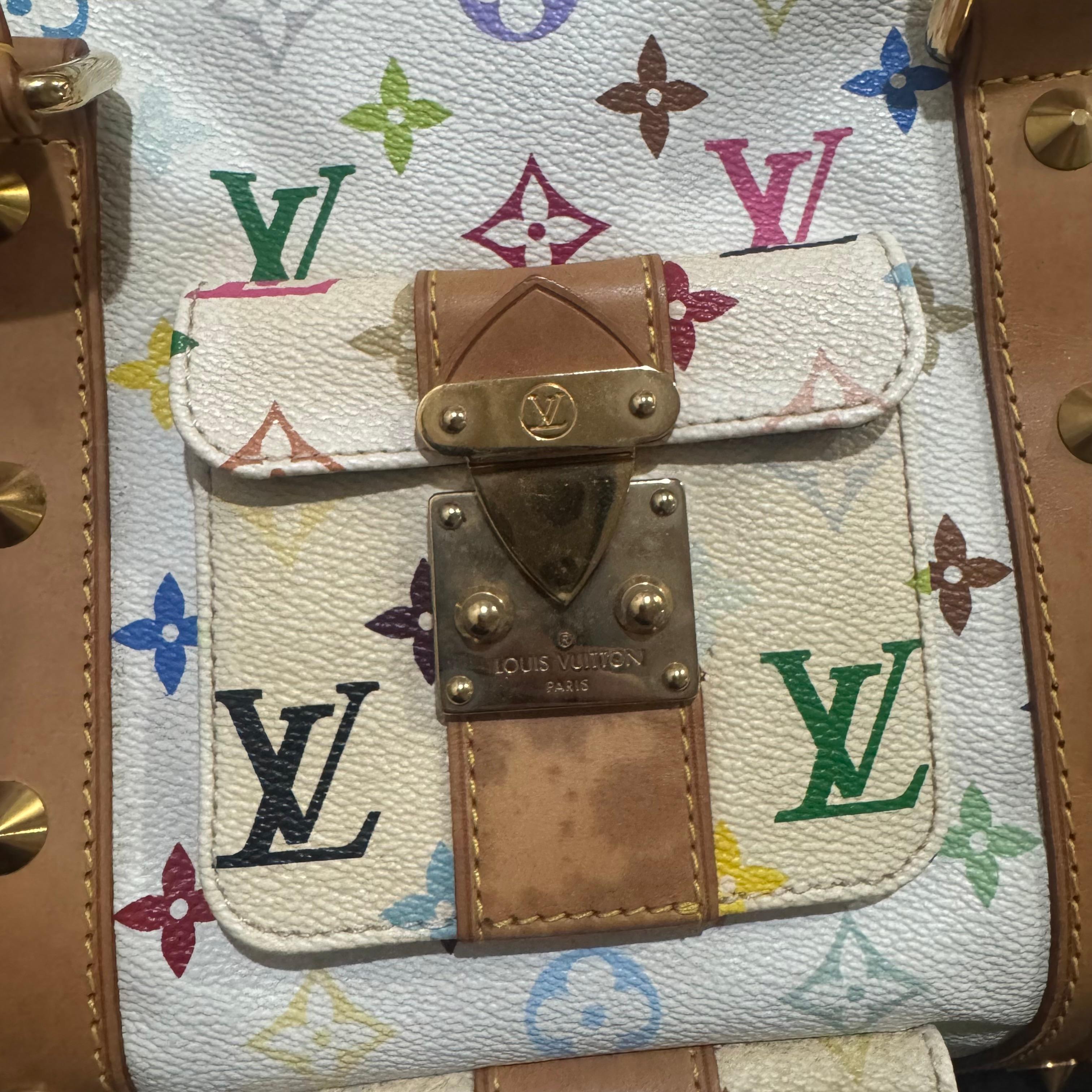 Rare 2003 Louis Vuitton x Murakami White Monogram Multicolore Keepall 45 Bag For Sale 8