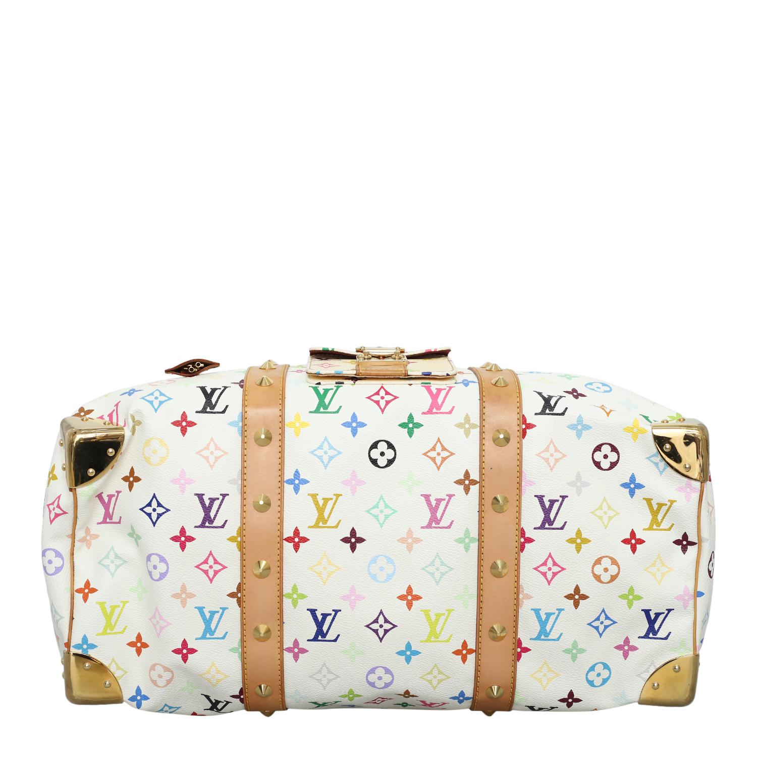 Rare 2003 Louis Vuitton x Murakami White Monogram Multicolore Keepall 45 Bag In Good Condition For Sale In Jakarta, Daerah Khusus Ibukota Jakarta