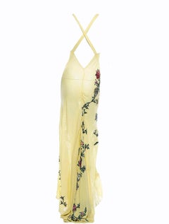 Rare 2003 Roberto Cavalli Tattoo Embroidered Silk Gown