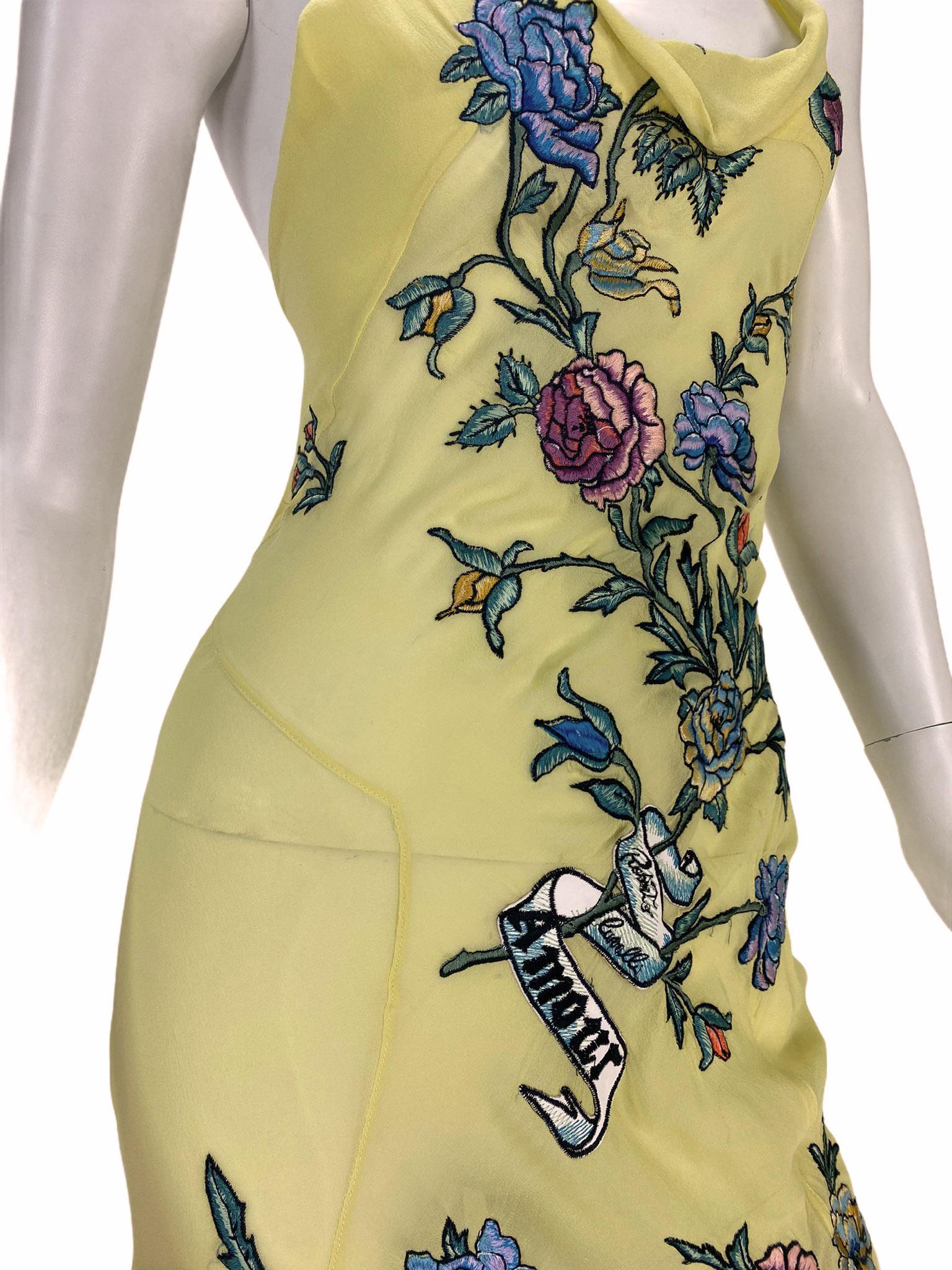 Rare 2003 Roberto Cavalli Tattoo Embroidered Silk Gown 1
