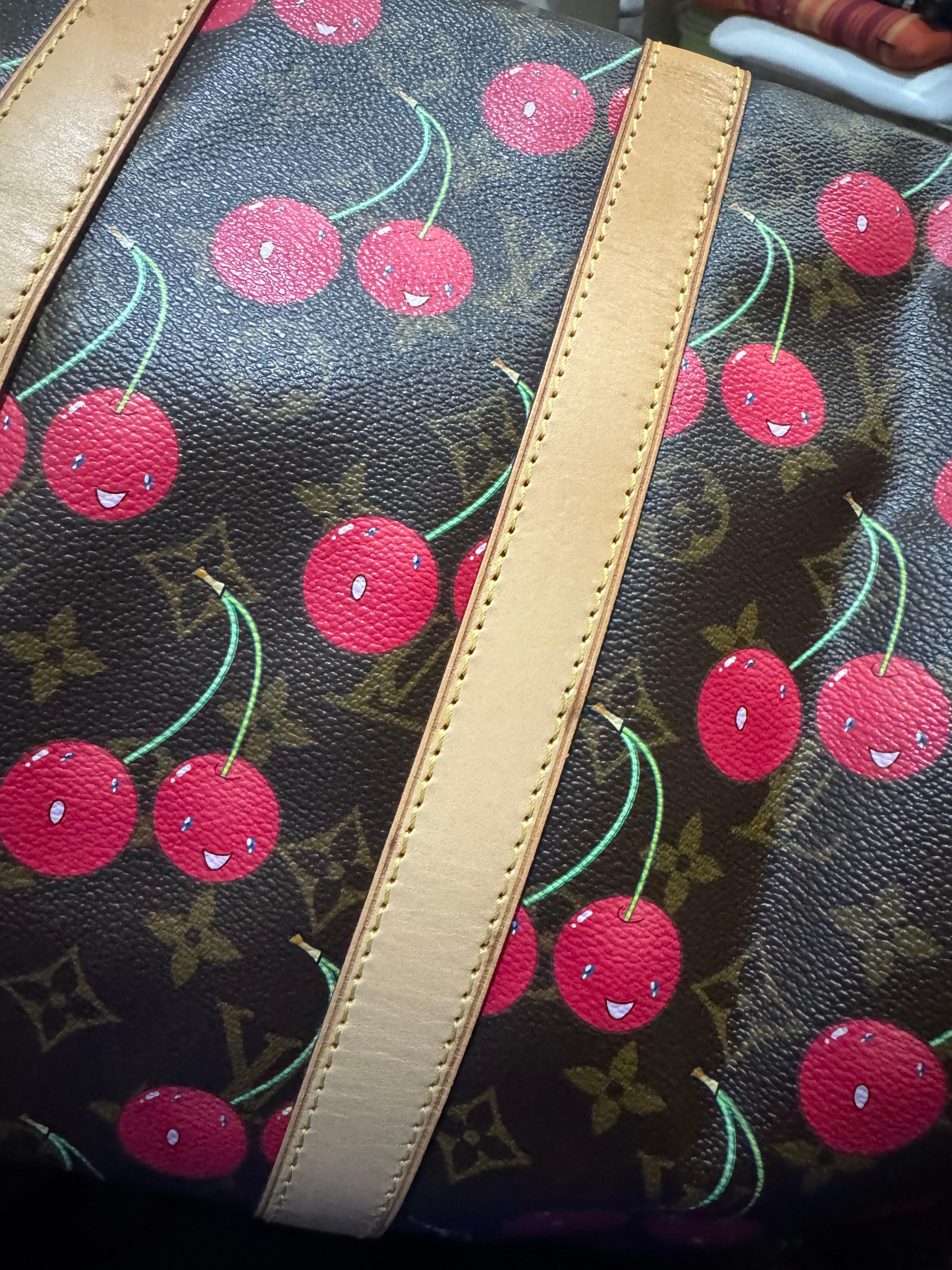 Rare 2005 Louis Vuitton Murakami Monogram Cherry Keepall 45 Bag For Sale 5