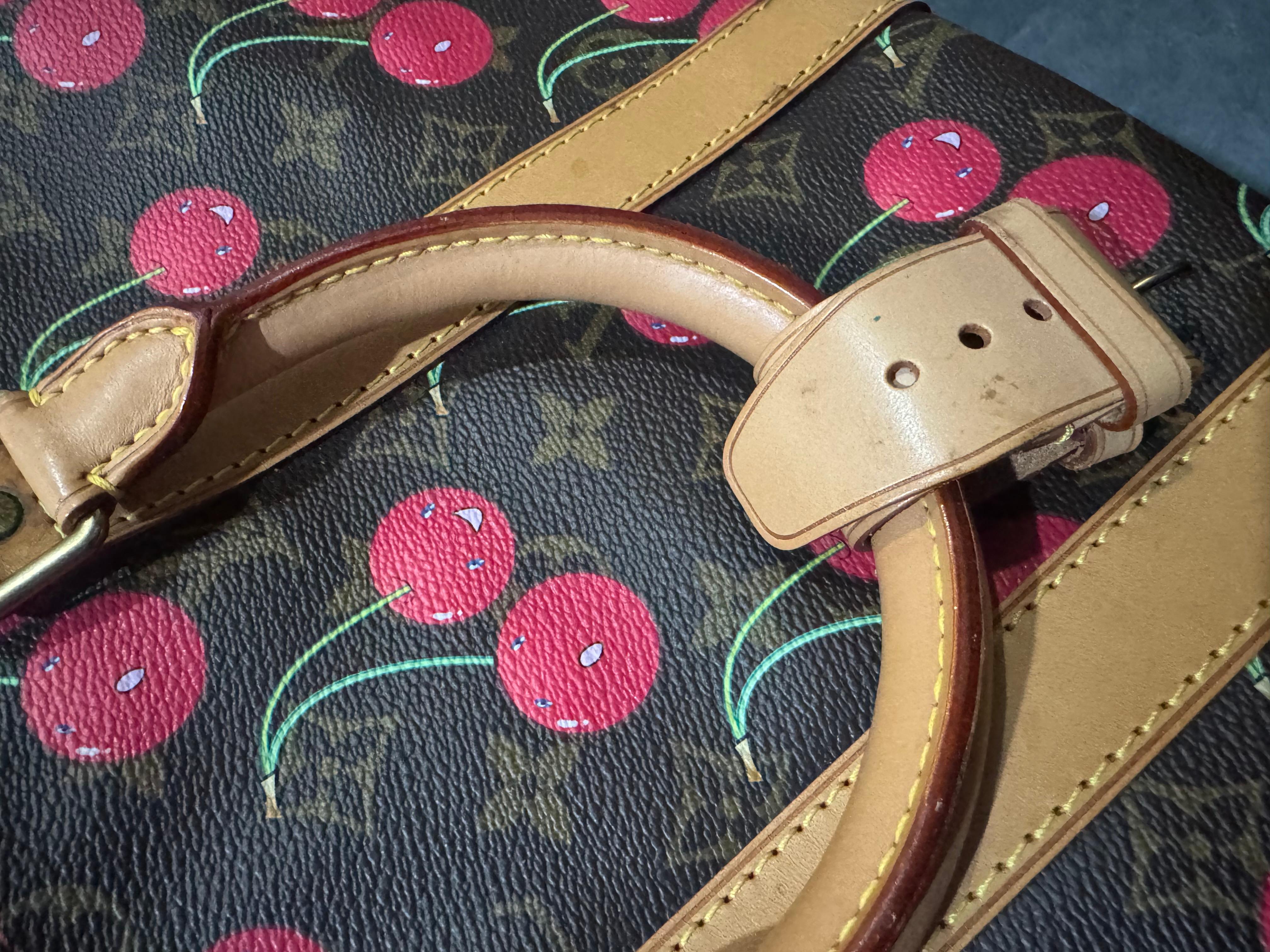 Rare 2005 Louis Vuitton Murakami Monogram Cherry Keepall 45 Bag For Sale 6