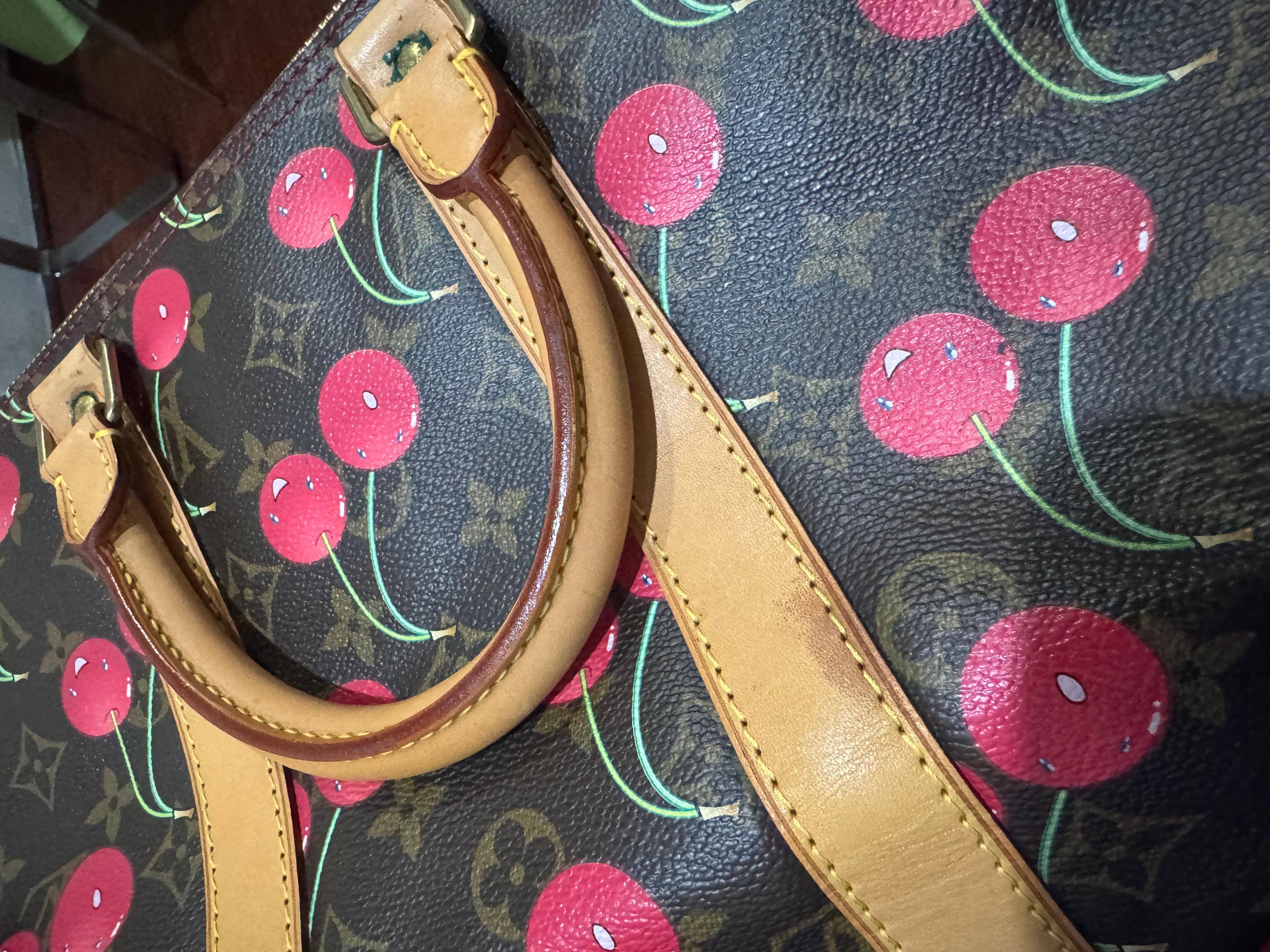 Rare 2005 Louis Vuitton Murakami Monogram Cherry Keepall 45 Bag For Sale 7