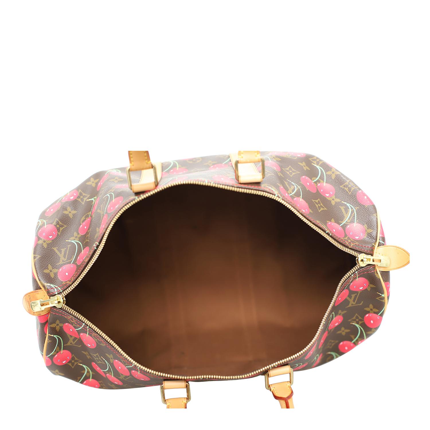 Black Rare 2005 Louis Vuitton Murakami Monogram Cherry Keepall 45 Bag For Sale