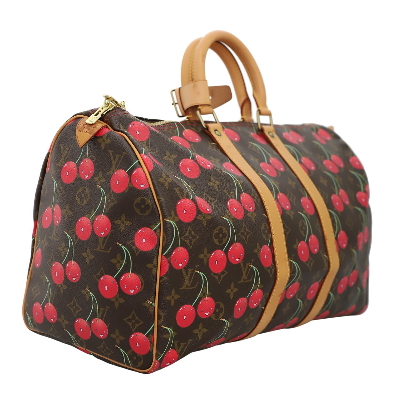 Rare 2005 Louis Vuitton Murakami Monogram Cherry Keepall 45 Bag For Sale 1