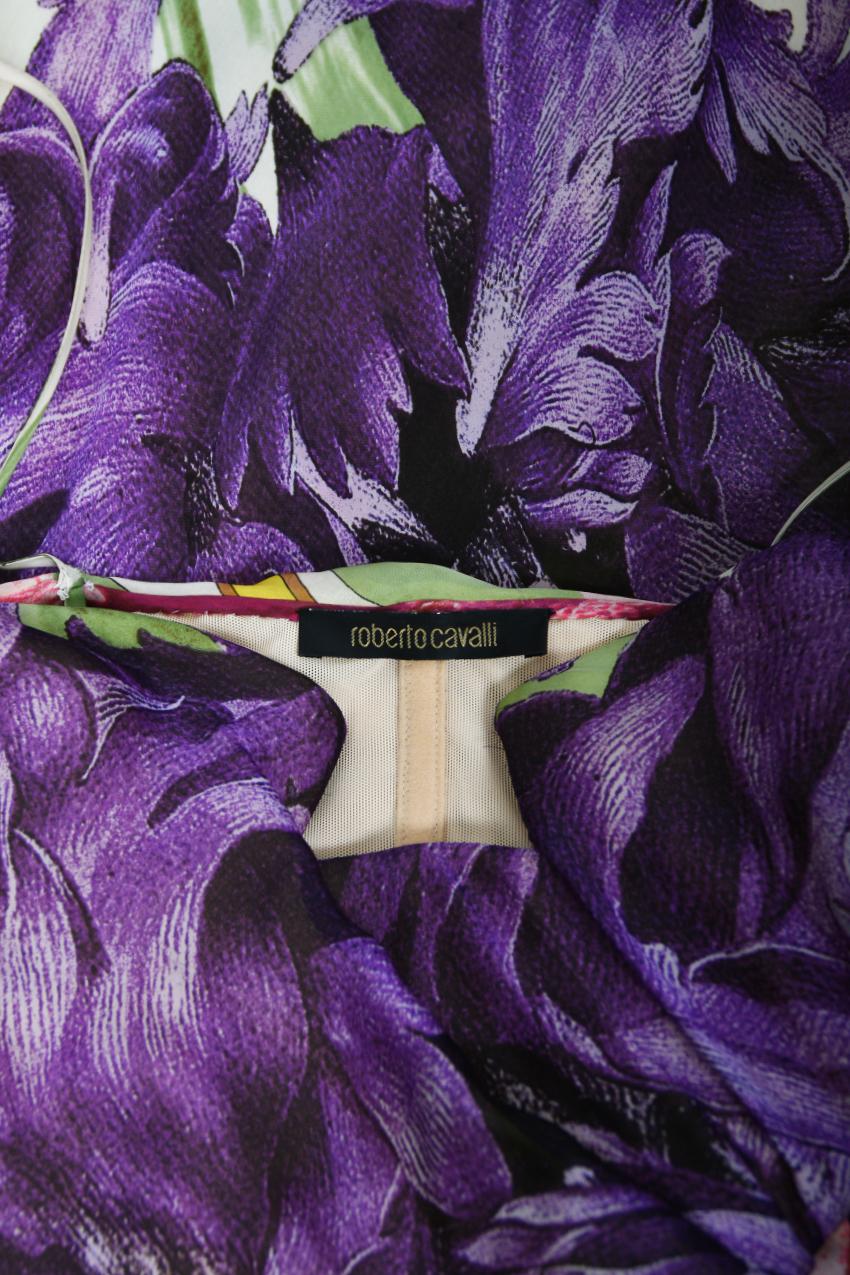 Seltenes 2005 Roberto Cavalli Großformatiges Florales Seiden-Bustier Hochgeschlossenes Kleid & Schal im Angebot 16