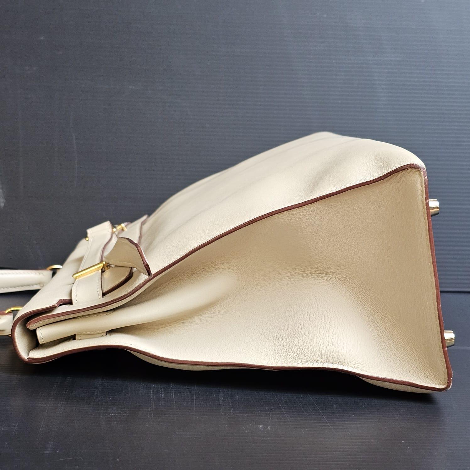 Rare 2007 Hermes Parchemin Swift Kelly Flat 35 Bag 6