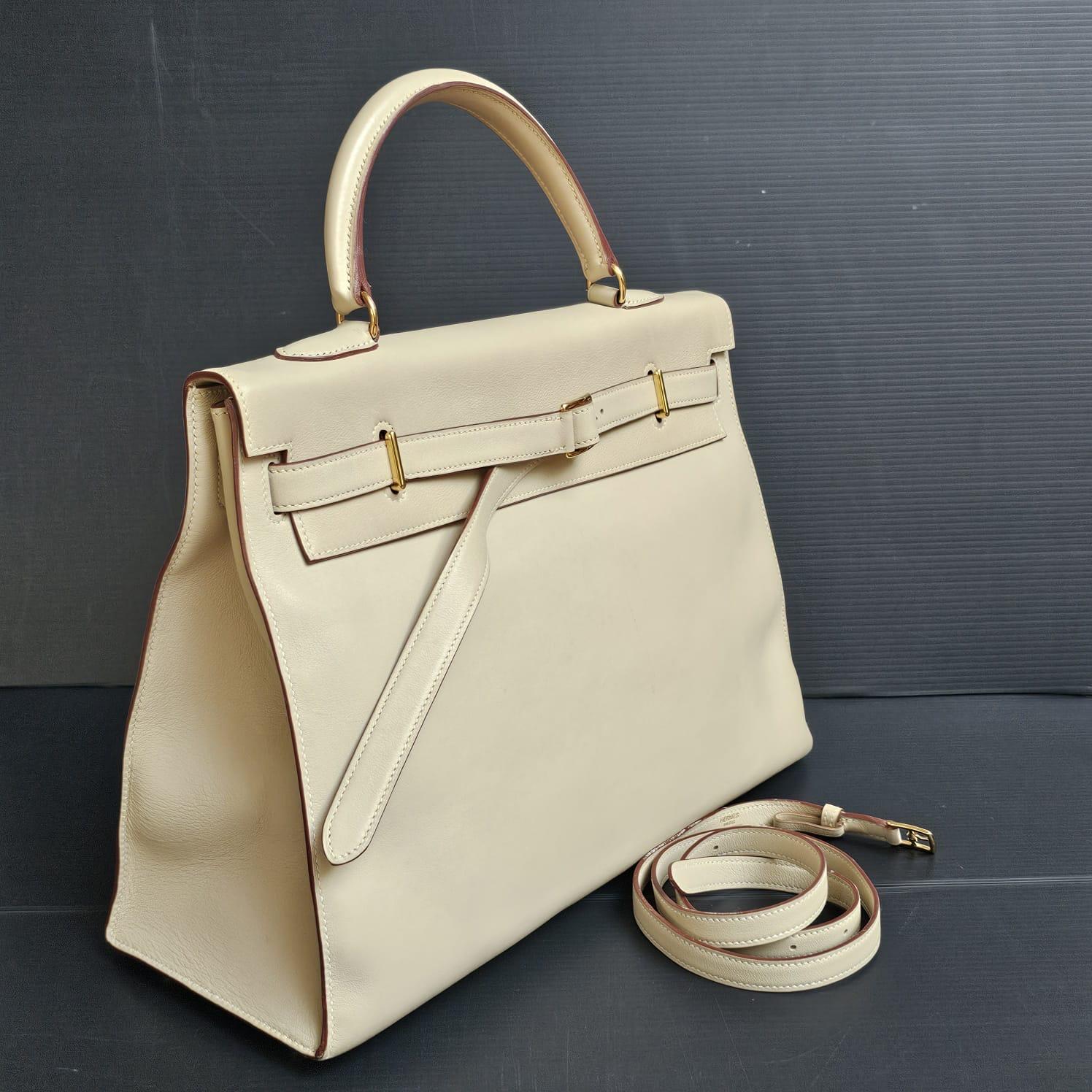 Rare 2007 Hermes Parchemin Swift Kelly Flat 35 Bag 9