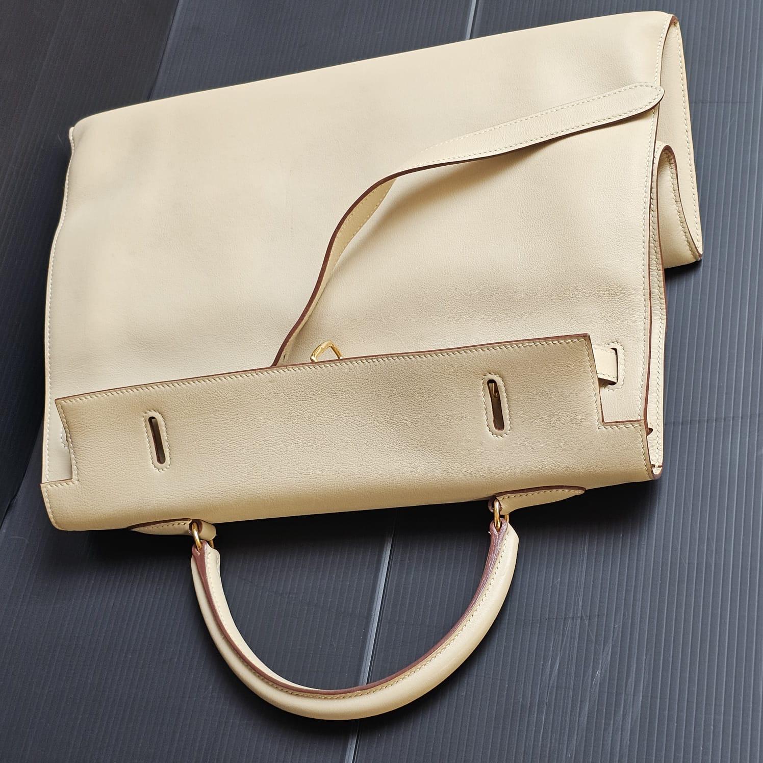Rare 2007 Hermes Parchemin Swift Kelly Flat 35 Bag 10