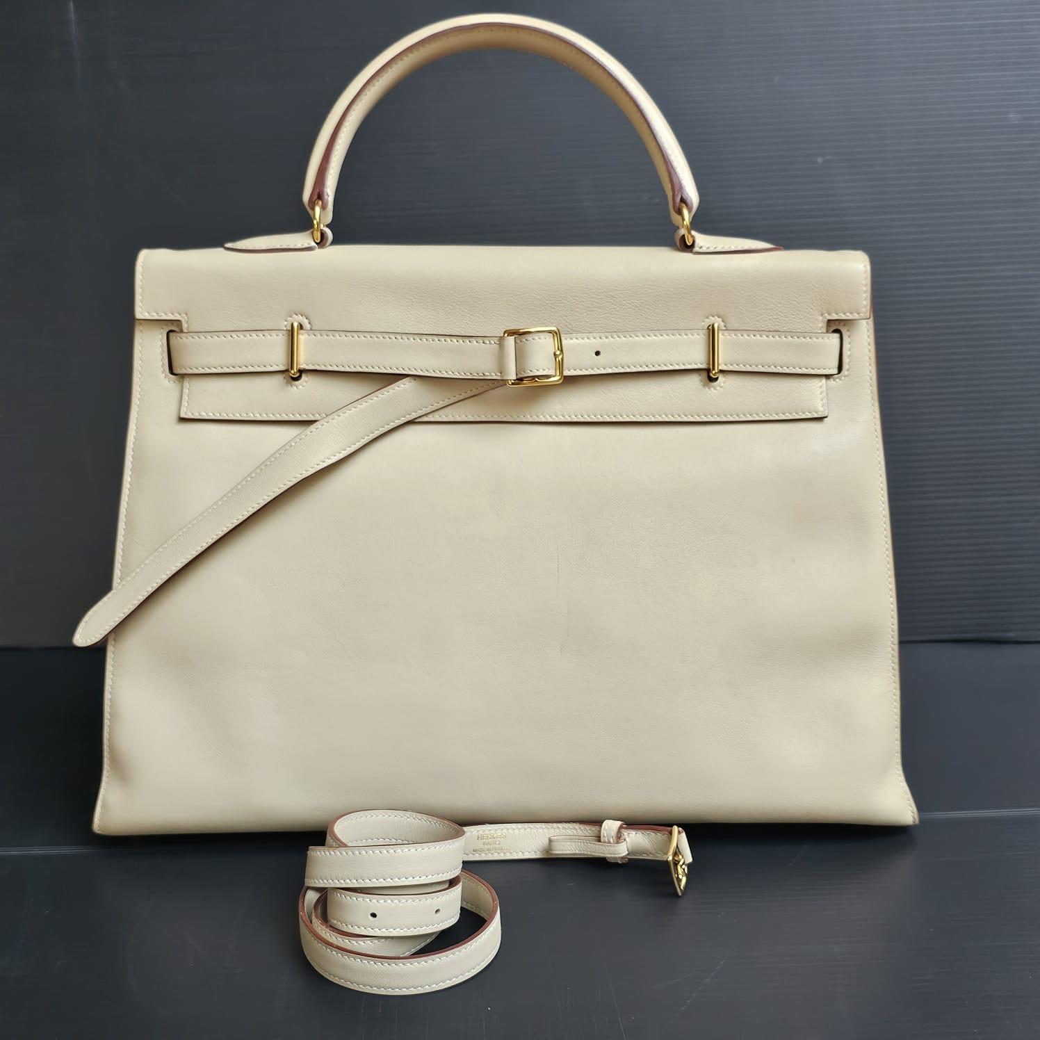 Rare 2007 Hermes Parchemin Swift Kelly Flat 35 Bag 12