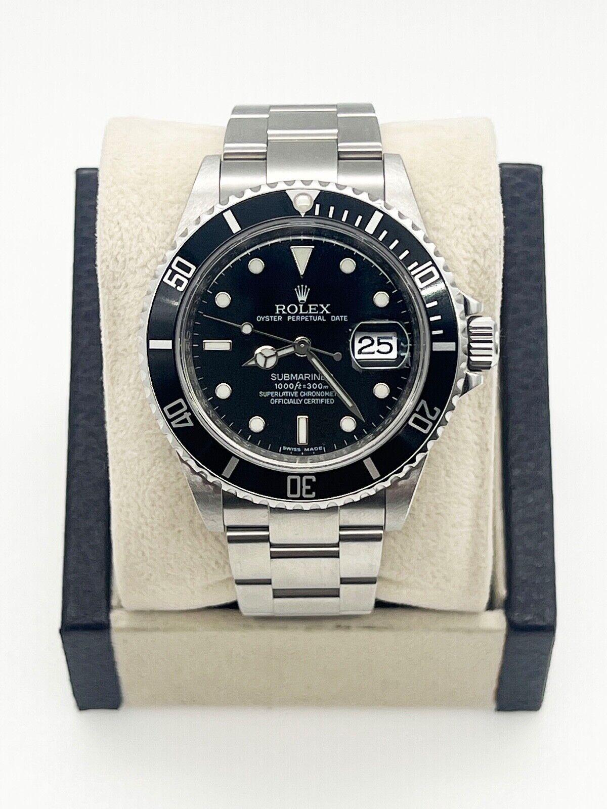 Style Number: 16610

Serial: SR806*** - SCRAMBLED SERIAL 

Year: 2010
 
Model: Submariner 
 
Case Material: Stainless Steel 
 
Band: Stainless Steel 
 
Bezel: Black Bezel 
 
Dial: Black 
 
Face: Sapphire Crystal 
 
Case Size: 40mm 
 
Includes: