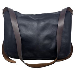 Rare 2011 Hermes Black Sikkim Leather Barda 43 Messenger Bag.