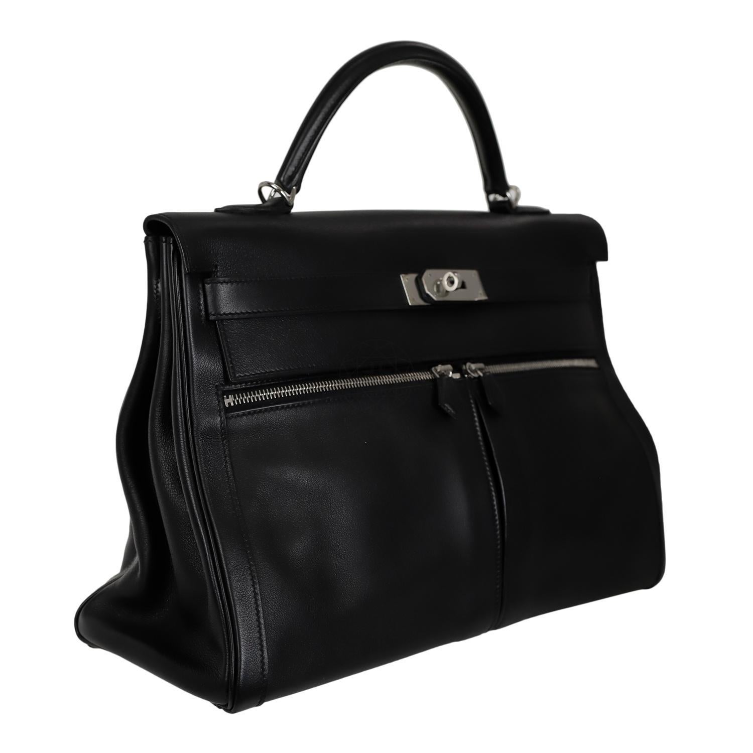 Women's or Men's Rare 2012 Hermes Black Swift Leather Kelly Lakis Bag
