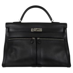 Rare 2012 Hermes Black Swift Leather Kelly Lakis Bag
