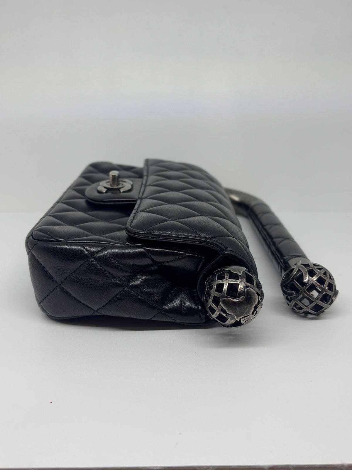 Women's or Men's Rare 2014 Chanel Black Leather Quilted Around The World Clutch