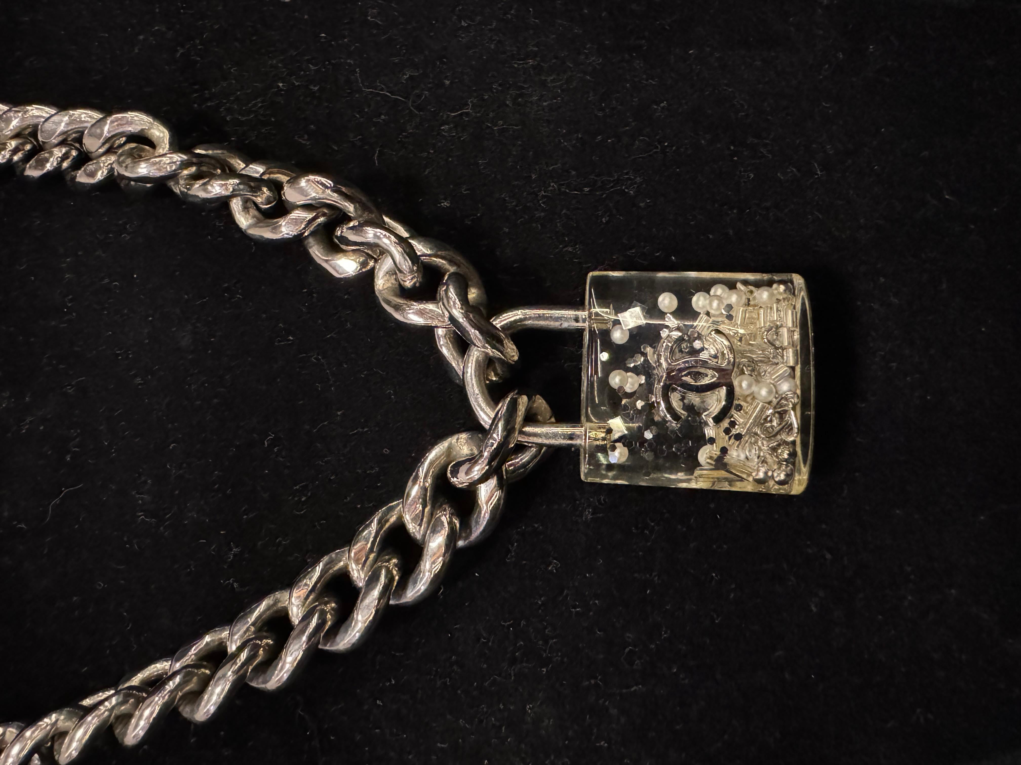 Rare 2014 Chanel CC Resin Padlock Chain Necklace For Sale 2