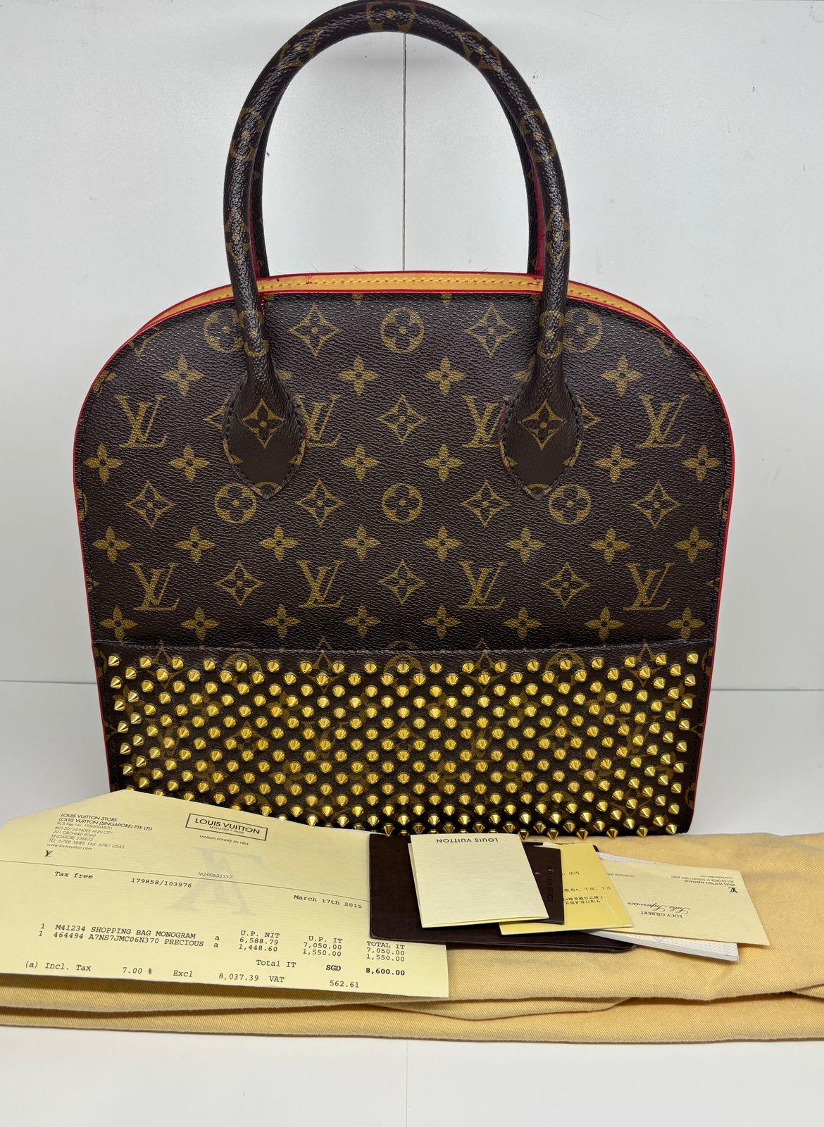 Rare sac à clous Icono Crust Monogram rouge poney de Louis Vuitton x Louboutin, 2014 en vente 2