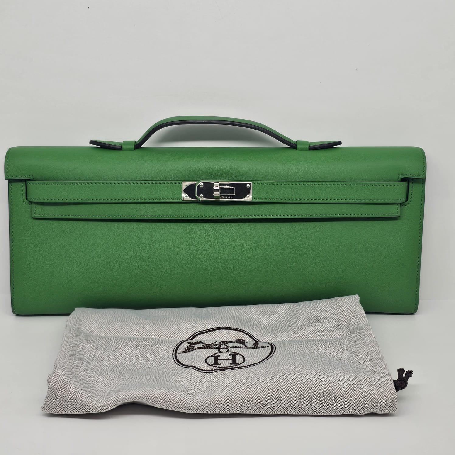 Rara 2015 Pochette Hermes Kelly Cut Vert Bamboo Swift 5