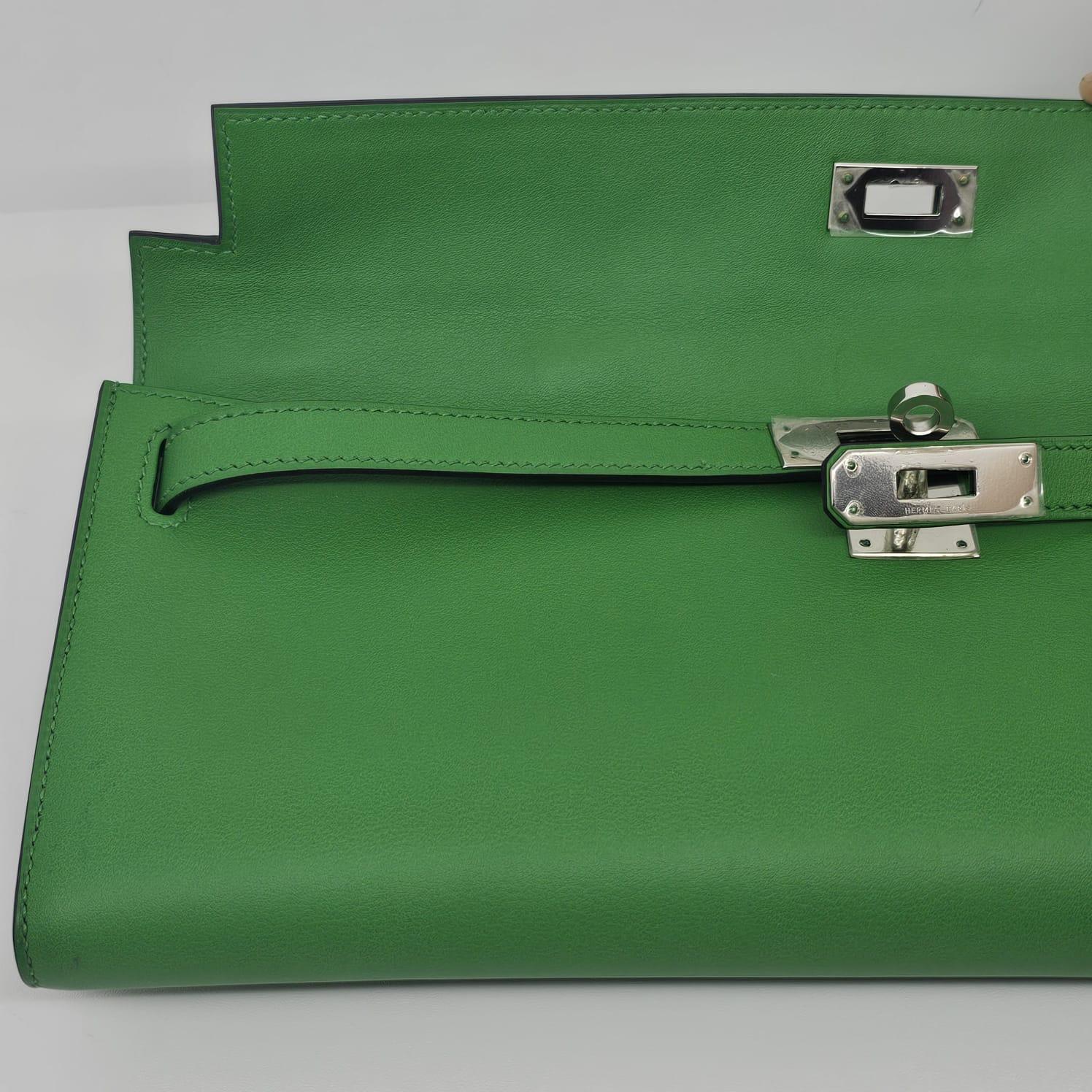 Rara 2015 Pochette Hermes Kelly Cut Vert Bamboo Swift 15