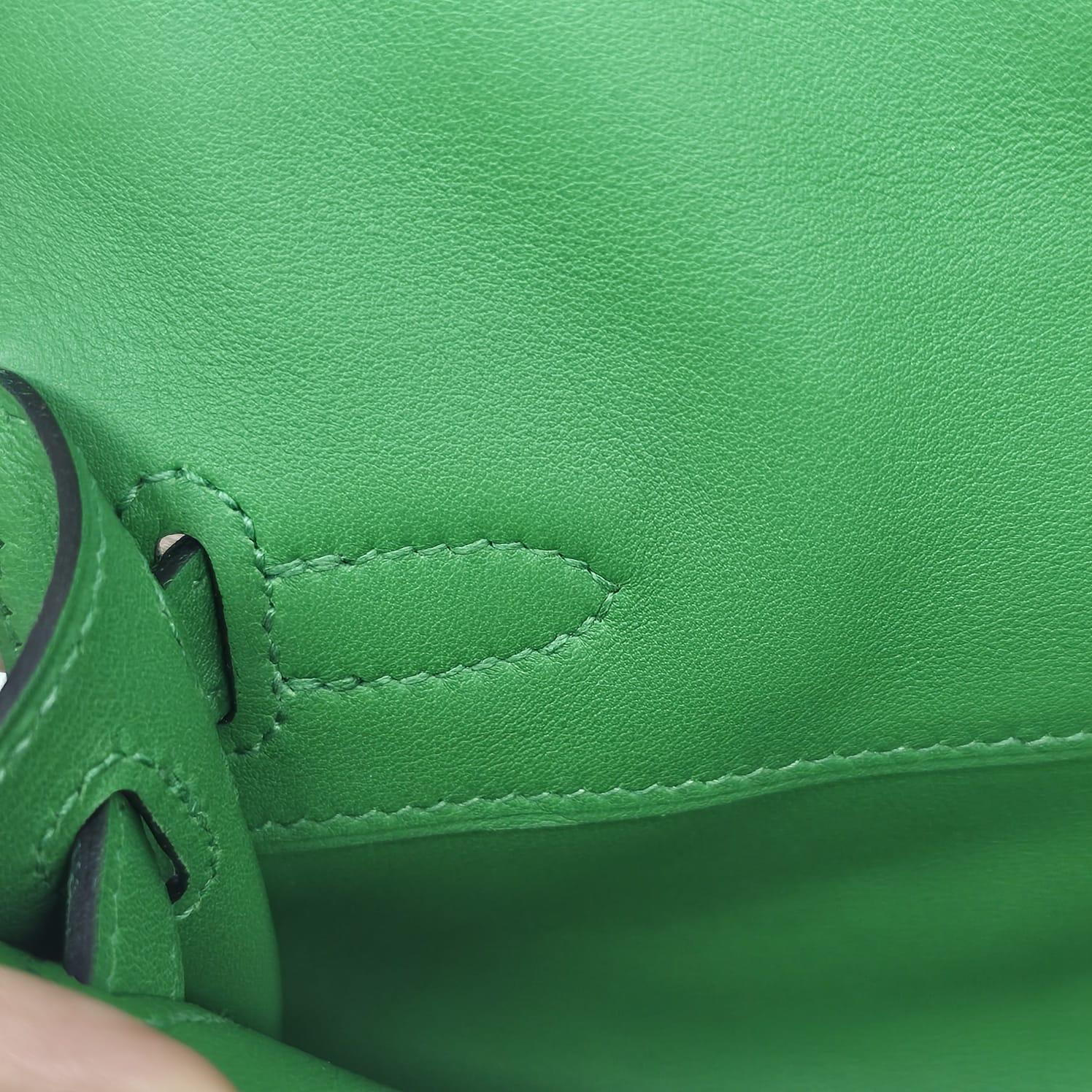da uomo o donna Rara 2015 Pochette Hermes Kelly Cut Vert Bamboo Swift
