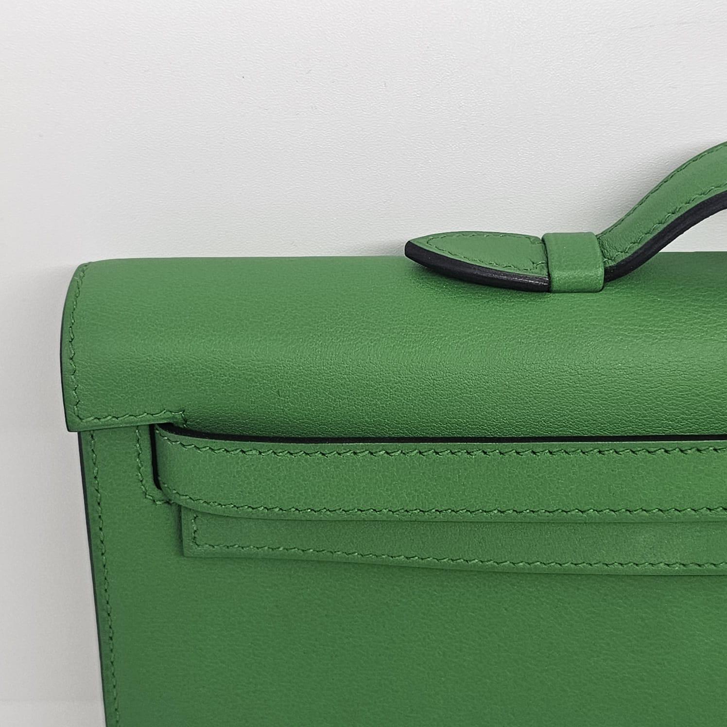 Rara 2015 Pochette Hermes Kelly Cut Vert Bamboo Swift 4