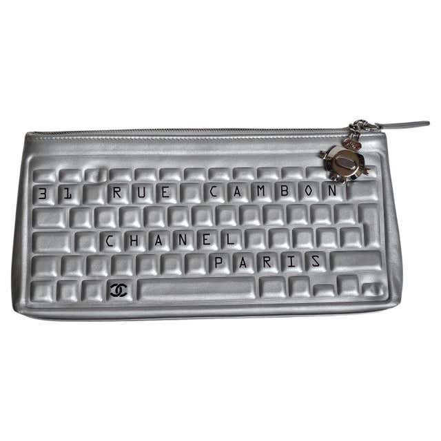 Chanel Keyboard Computer Chanel Red Caviar Leather Quilted Timeless Clutch For Sale at 1stDibs