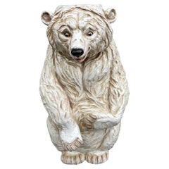 Rare 20th Century Italian Terracotta Polar Bear Umbrella Holder