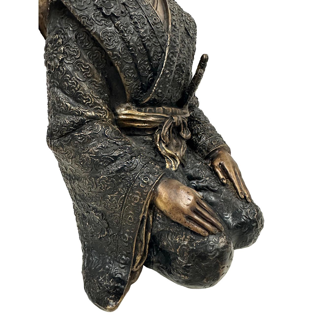Rare 20th Century Japanese Antique Bronze Samurai Statue Shijo Kingo For Sale 1