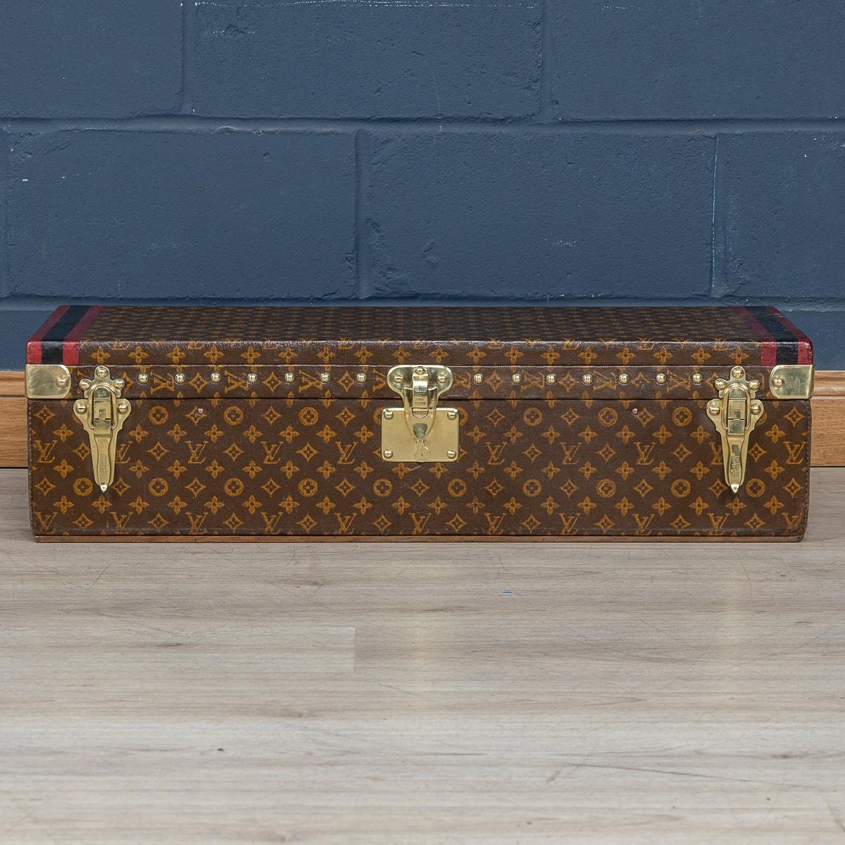A very rare Louis Vuitton car trunk covered in the world famous monogram canvas. Car trunks were usually bespoke made for the owner’s car and would ordinarily be positioned inside the boot of the vehicle or strapped to the back of the vehicle. As
