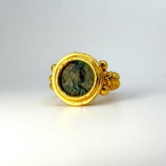 Rare 21K Gold Antique Ring with Alexander the Great Roman Coin - Unique Historic