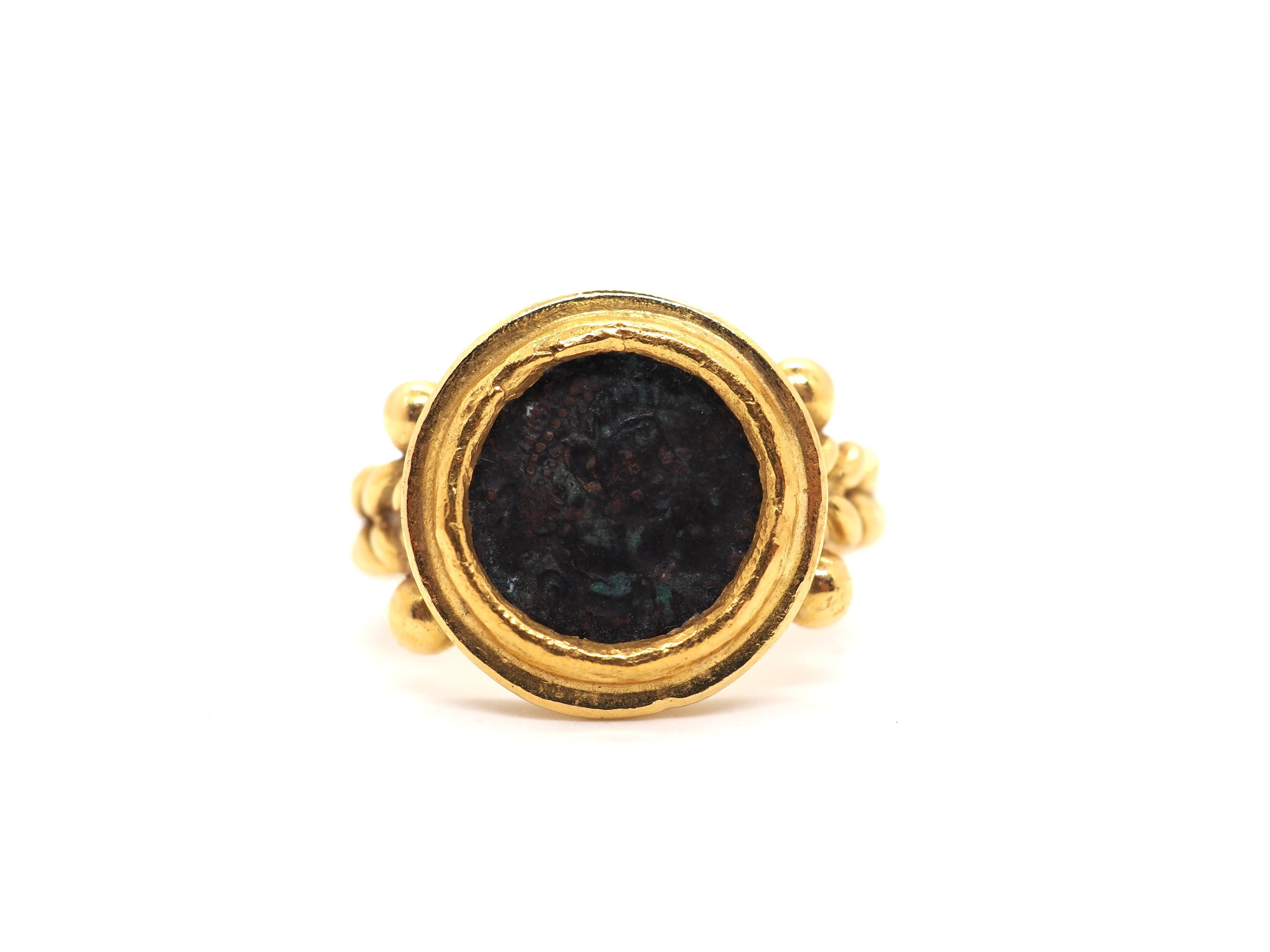 Rare 21K Gold Antique Ring with Alexander the Great Roman Coin - Unique Historic For Sale 1
