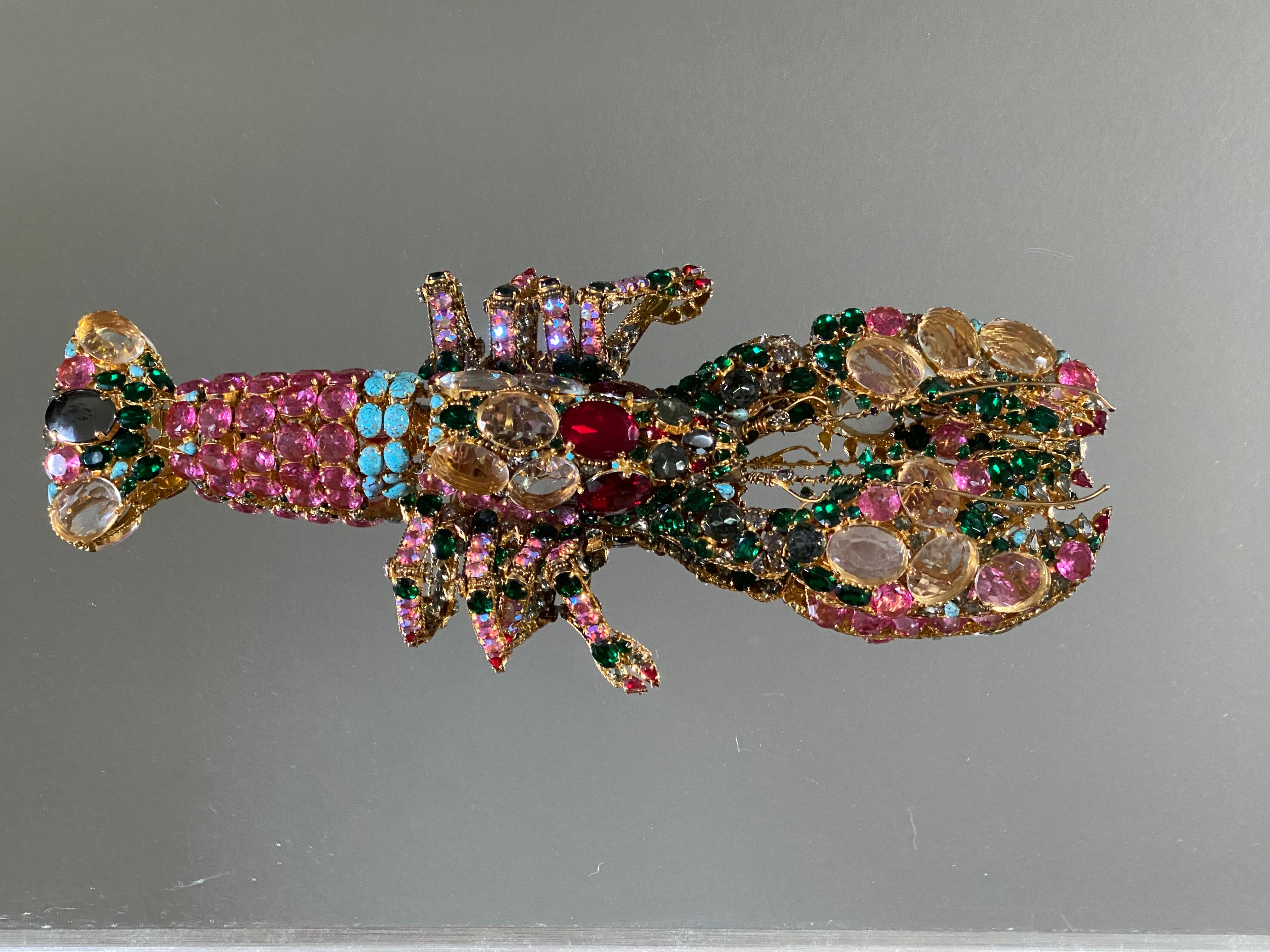 Never seen a huge brooch like this, so unique and stunning in person
I was told that this brooch was custom made for designer on the runway but we don't have any names or photographs to match the story.
Unsigned .
Colors and workmanship in person is