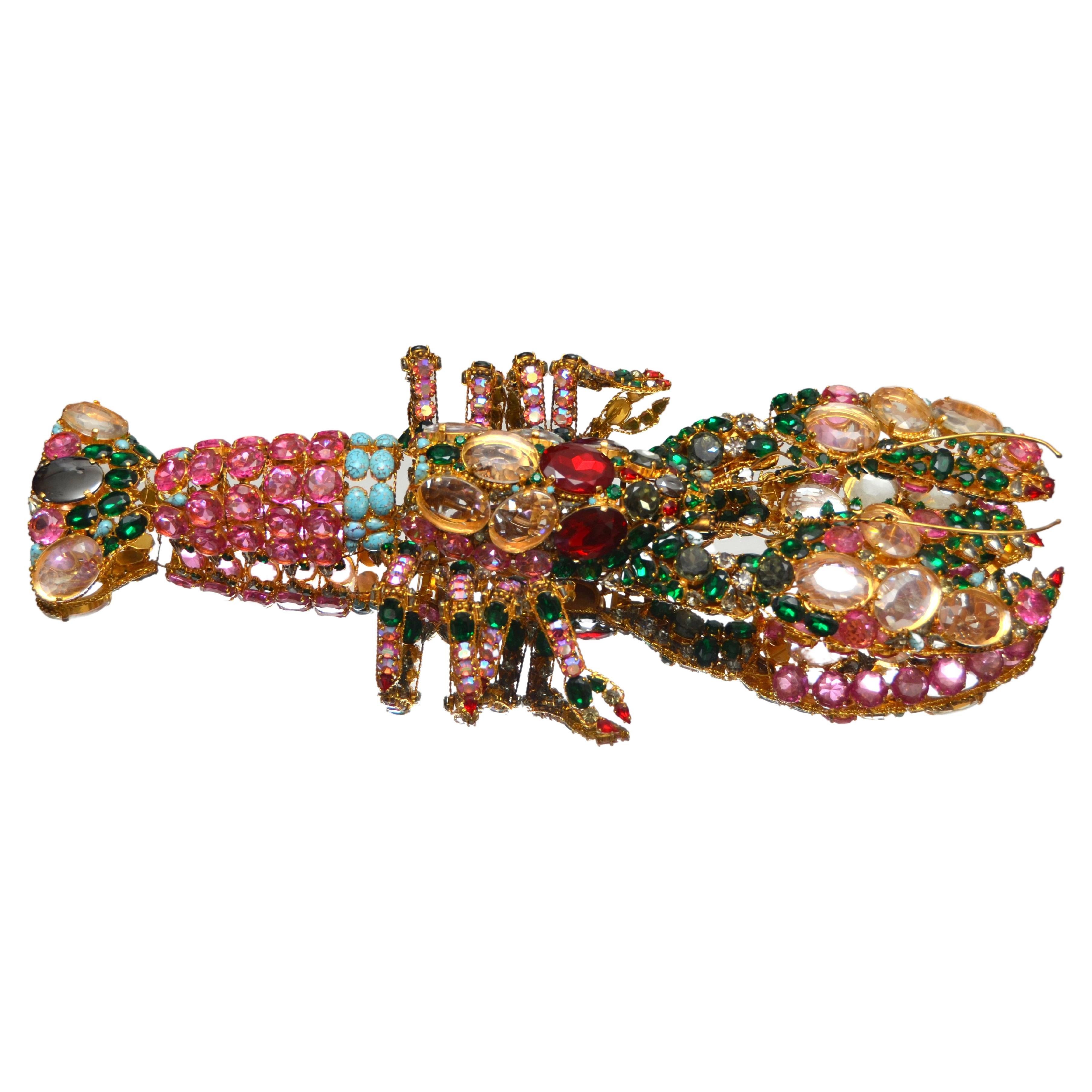 Rare  22"  Costume Vintage Huge Lobster  Decor  Display Brooch Museum Piece  For Sale