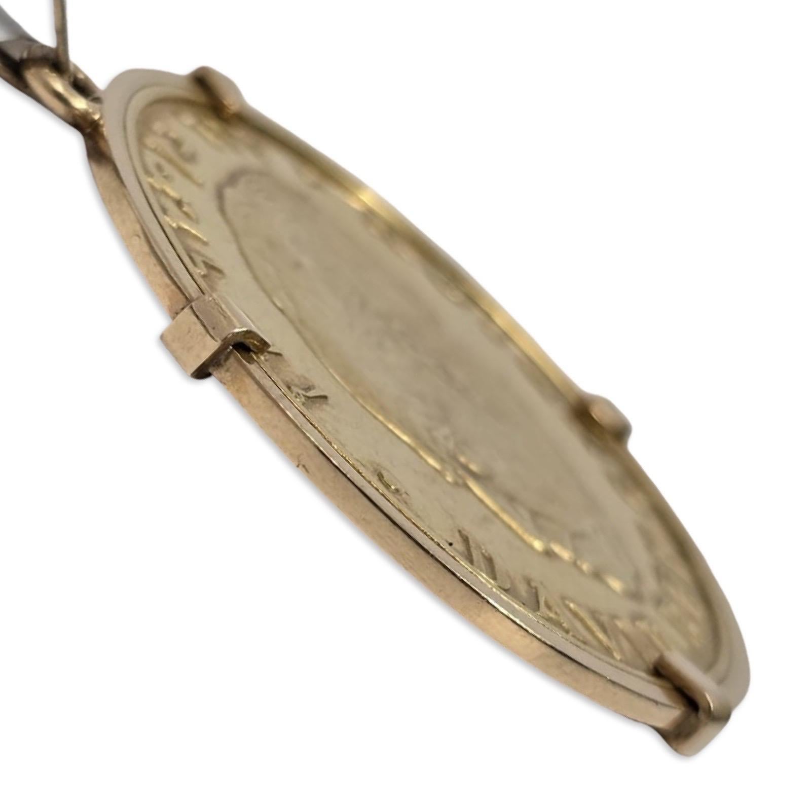 Femenino o masculino Raro Colgante Medallón Ben-Gurion de Oro de 22K con Bisel de 14K en venta