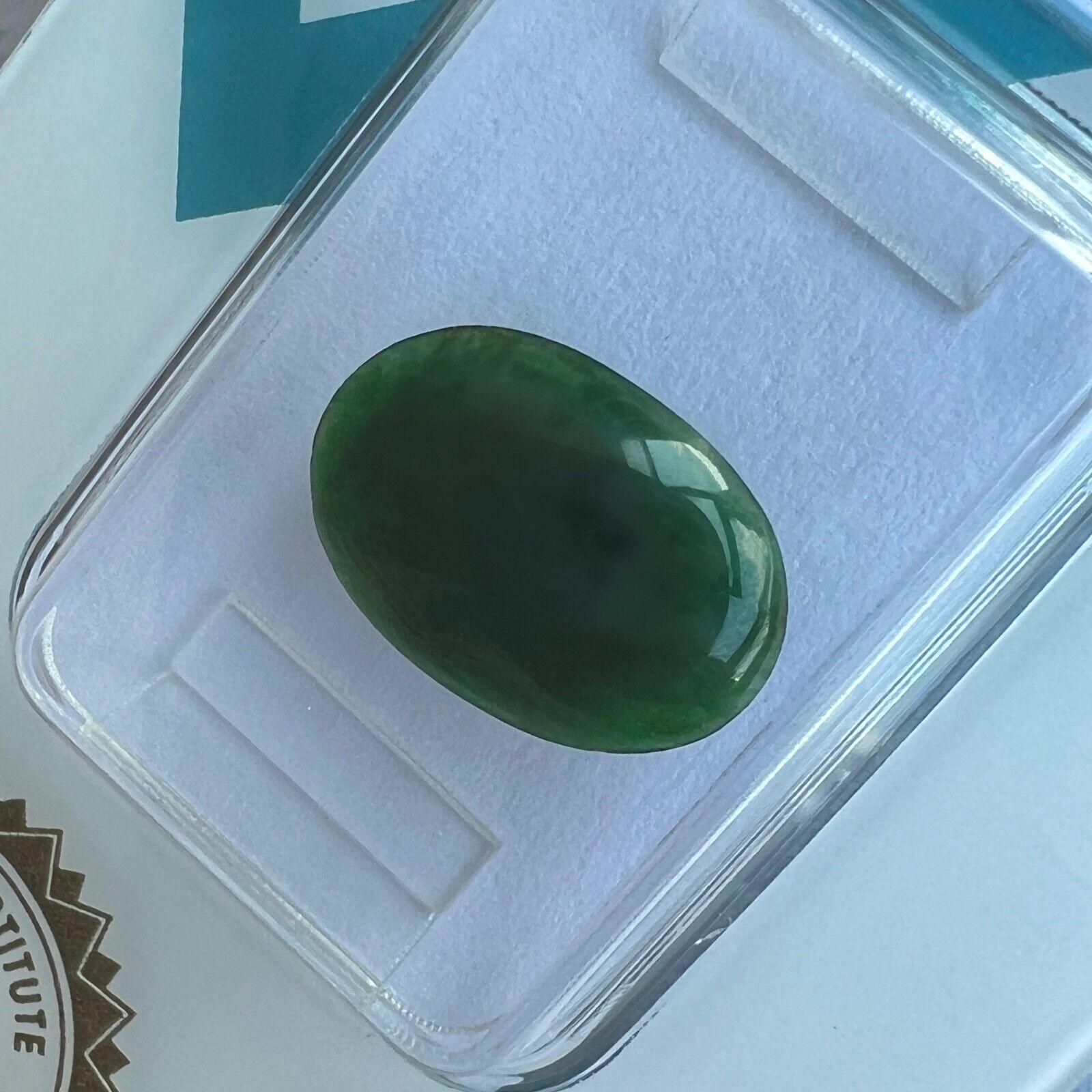 Rare 2.30Ct IGI Certified Jadeite Jade ‘A’ Grade Deep Green Oval Cabochon Gem

Natural IGI Blister Sealed Untreated A Grade Jadeite Gemstone.
2.30 Carat with an excellent oval cabochon cut and bright green colour. Fully certified by IGI in Antwerp,