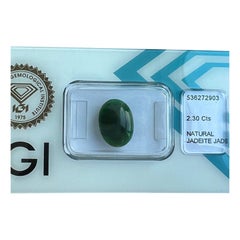 Seltener 2.30Ct IGI zertifizierter Jadeit Jade 'A' Grade Deep Green Oval Cabochon Edelstein
