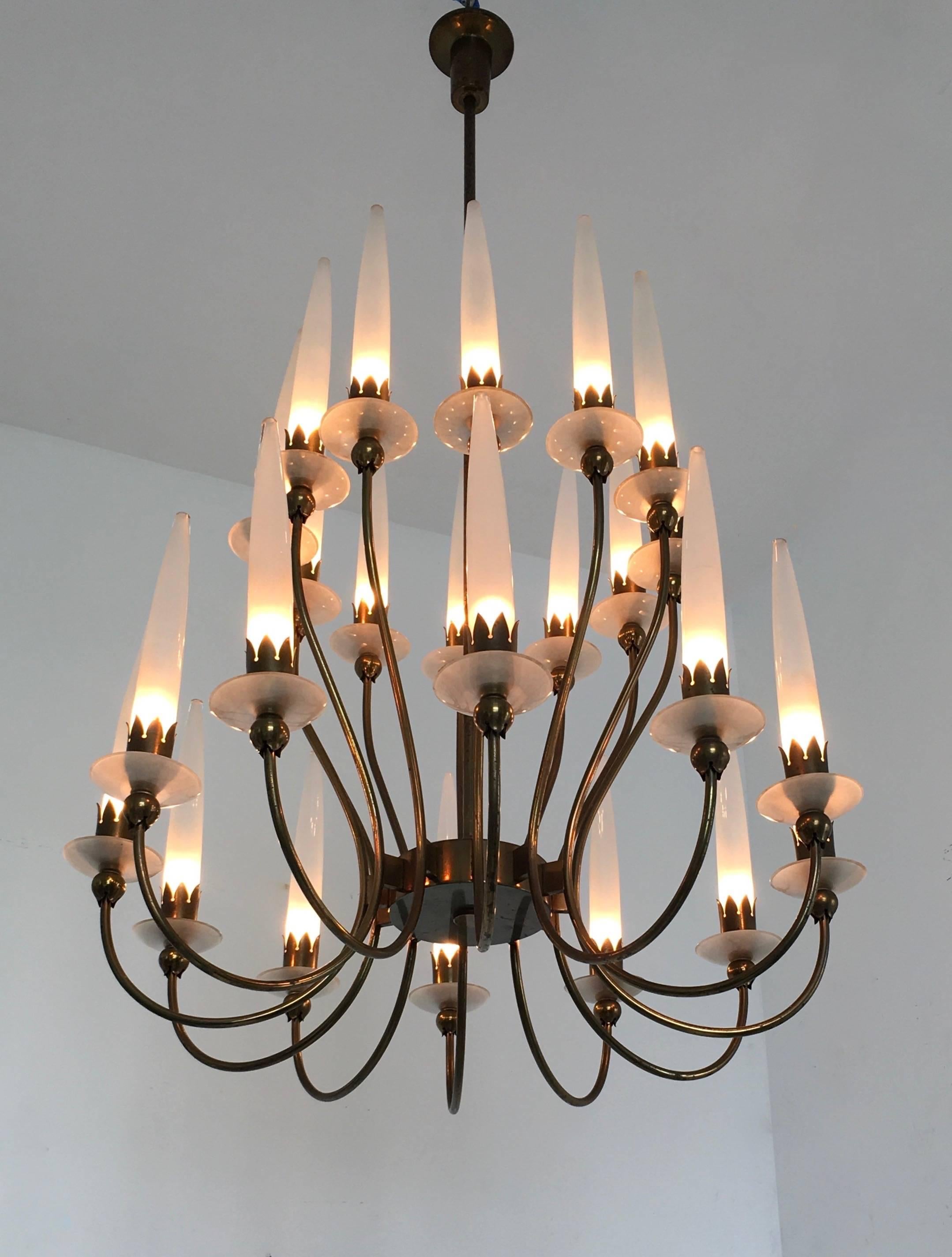 Mid-20th Century Rare 24-Light Chandelier Mod. 12423 by Angelo Lelli for Arredoluce, Italy, 1953
